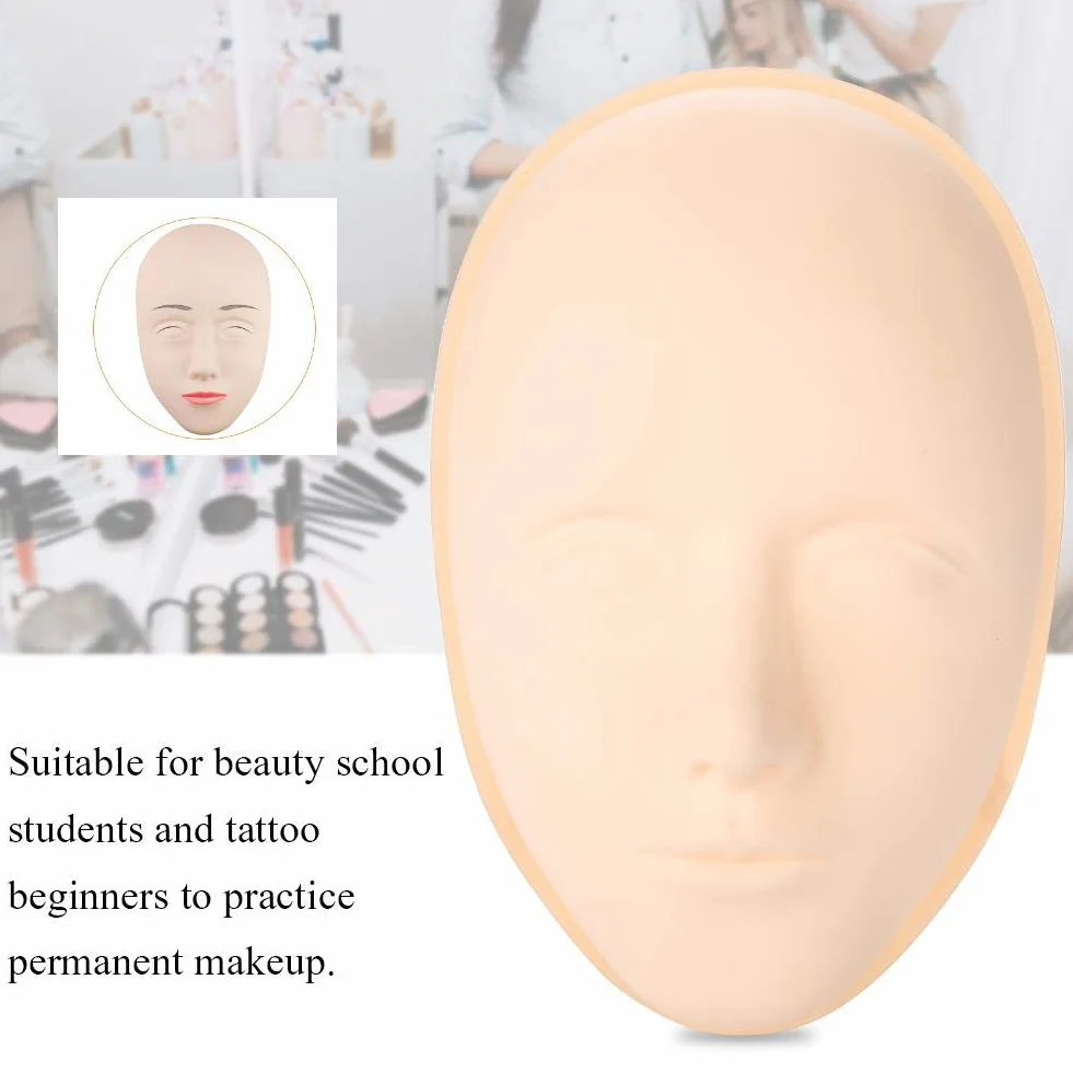 Głowa manekina, tatuaż manekin treningowy przedłużanie rzęs, praktyka tatuażu 5D Makijaż permanentny Microblading Trening warg brwi Silikonowa sztuczna skóra (skóra do ćwiczeń tatuażu)
