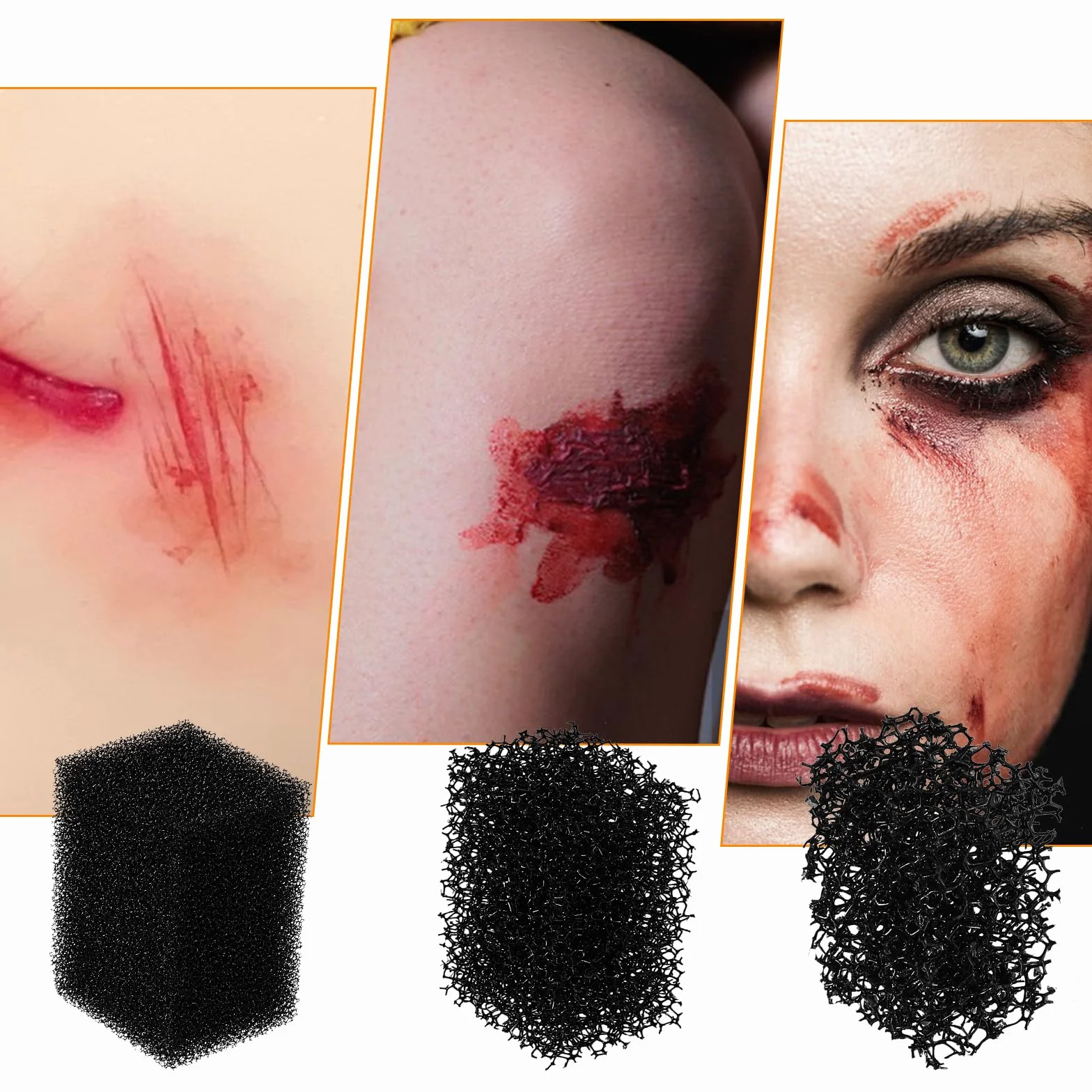 Gąbki Stipple, 12 szt. Sfx gąbki do makijażu, efekty specjalne, akcesoria do makijażu twarzy, narzędzia do tekstury, brody, piegów, na Halloween, cosplay, imprezę, sztuka, kształtowanie, efekty