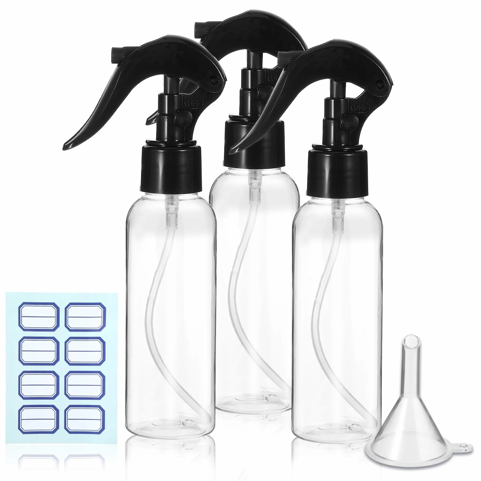 Plastikowe butelki z rozpylaczem 100 ml przezroczysta drobna mgiełka podróżna