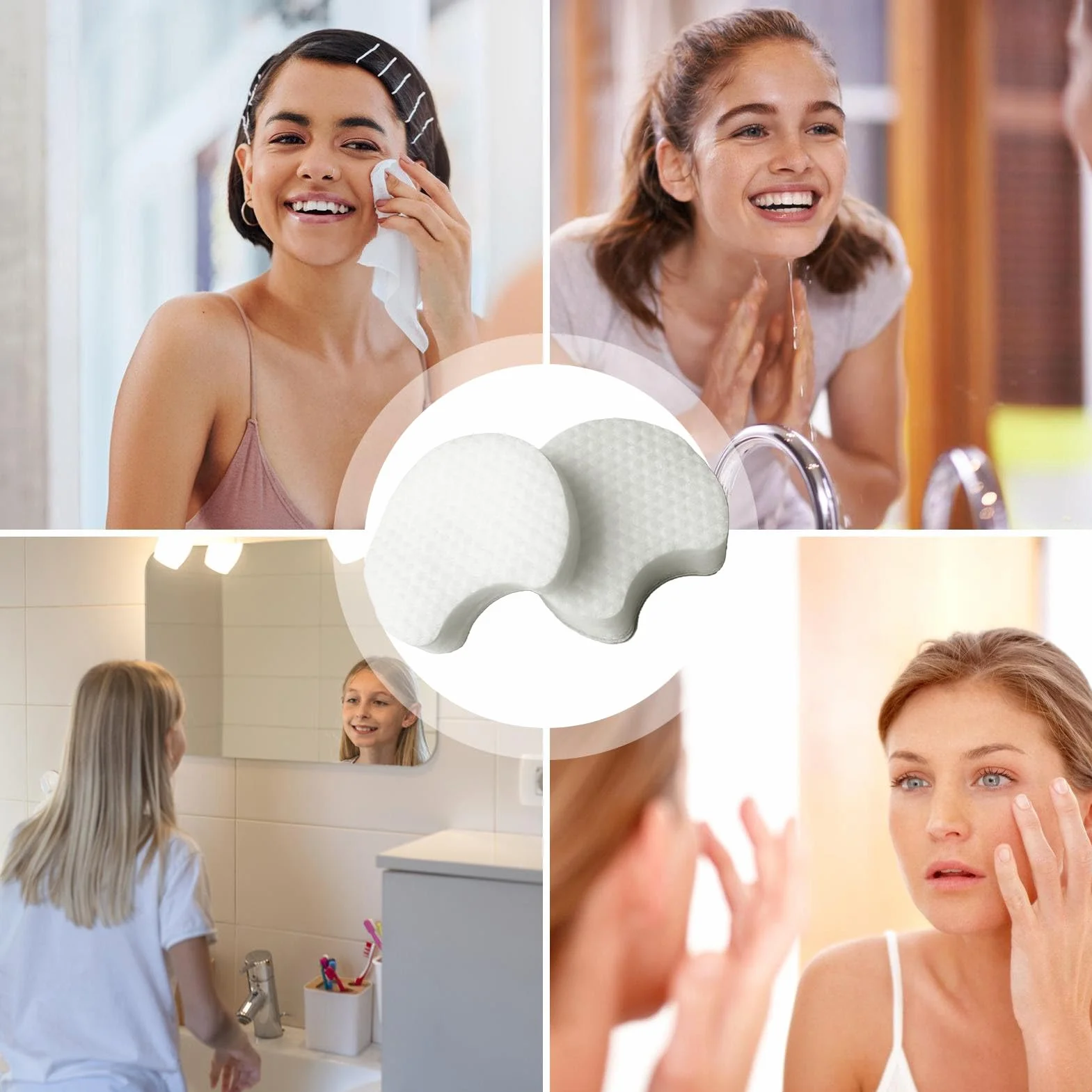 Face Cotton Pads, Facial Cleansing Rounds, Natural Soft, 2.36x2.36 Inches, Reusable for Daily Care
