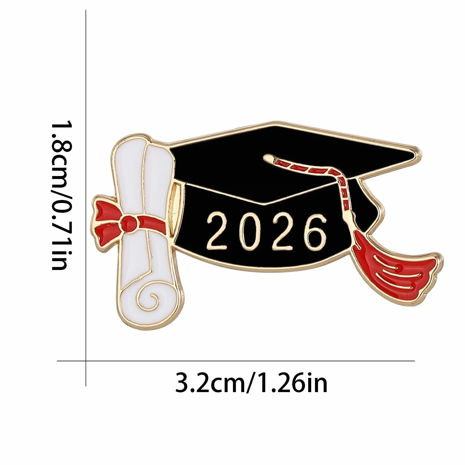 Graduation Badge 2026 Metal Enamel Lapel Pin with Safety Clasp for School Teacher Student