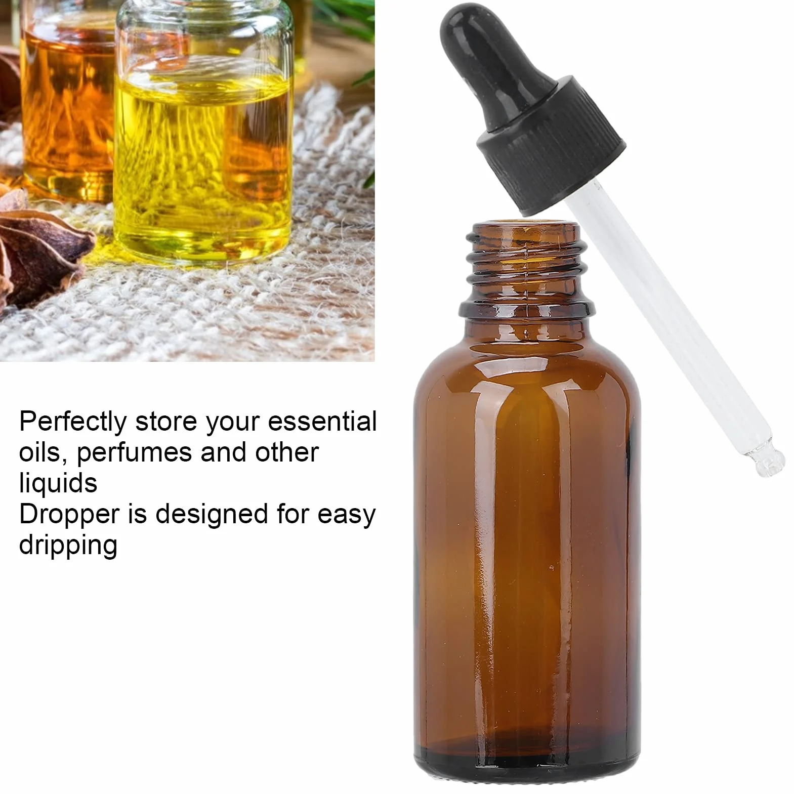 Sonew Pusta butelka na olejek eteryczny do wielokrotnego napełniania, 2 rozmiary brązowe mini przenośne perfumy DIY serum do twarzy perfumy zakraplacz butelka akcesoria (#2)