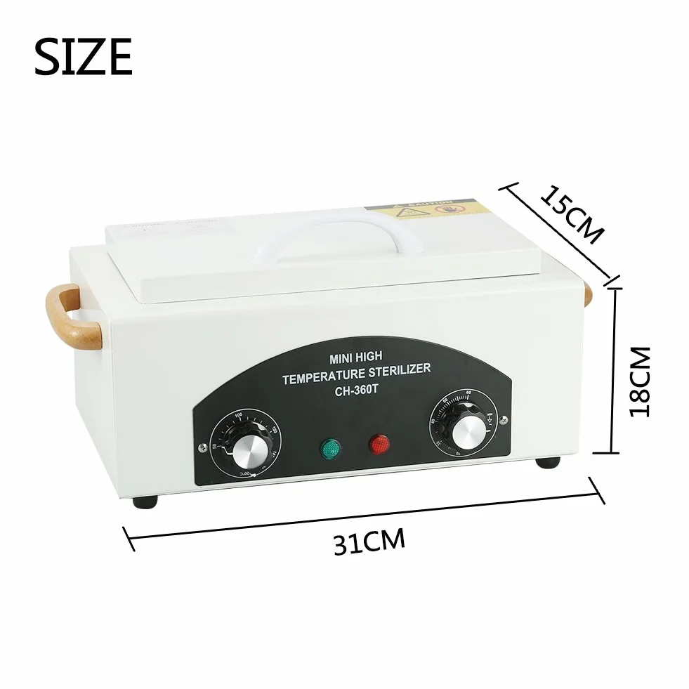 Wakects Sterylizator do paznokci o wysokiej temperaturze, profesjonalny, stal nierdzewna, suche ciepło, 300 W