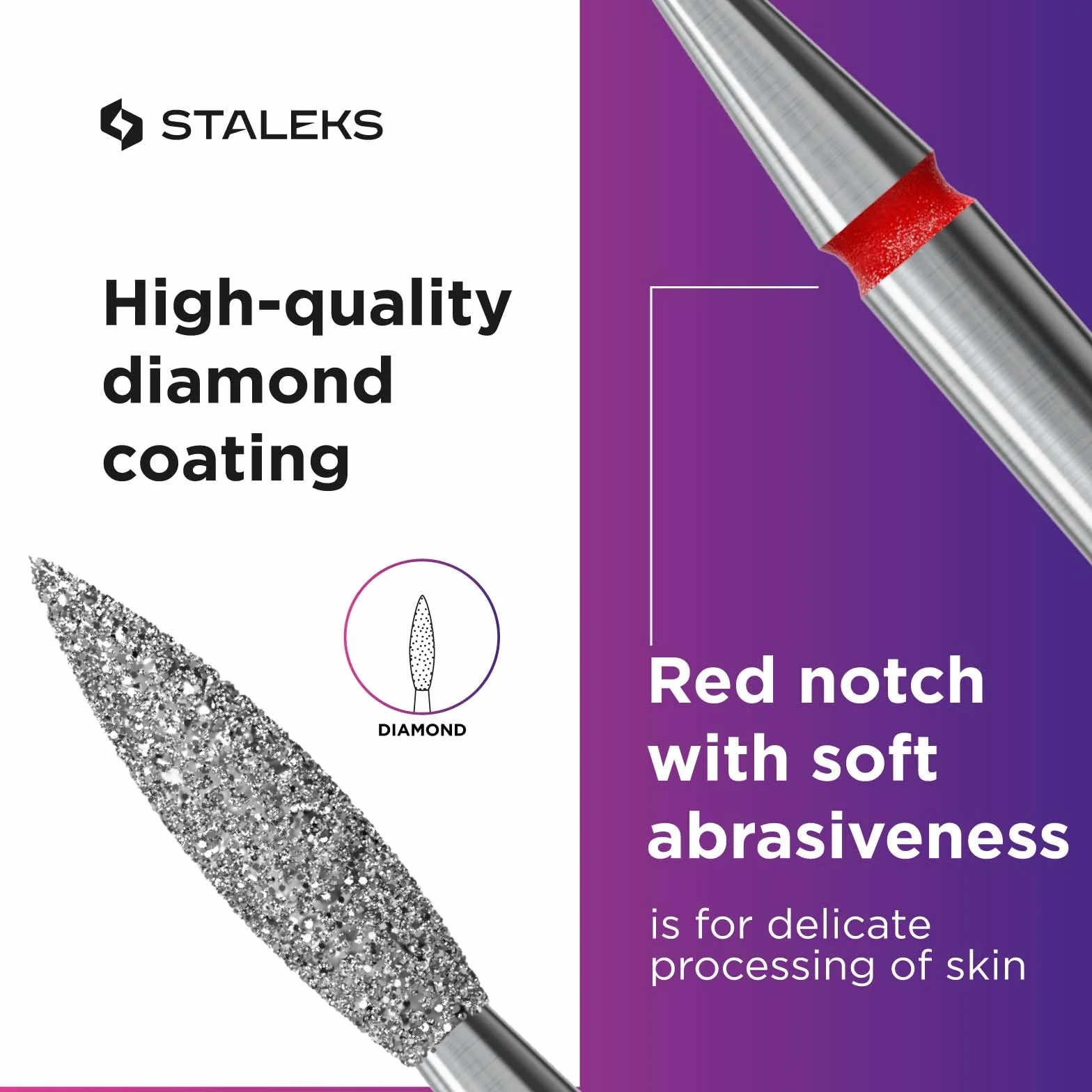STALEKS PRO - Diamentowy bit – płomień (czerwony pierścień) I zestaw do frezów do paznokci I Bity do manicure i pedicure I Zestaw szlifierski do elektrycznych urządzeń szlifierskich I DRILL Bit