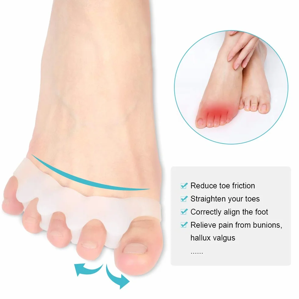 Zestaw silikonowych separatorów palców na haluksy koślawe, 4 pary, różne separatory palców, duże palce, do korekcji pazurów, łagodzenia bólu