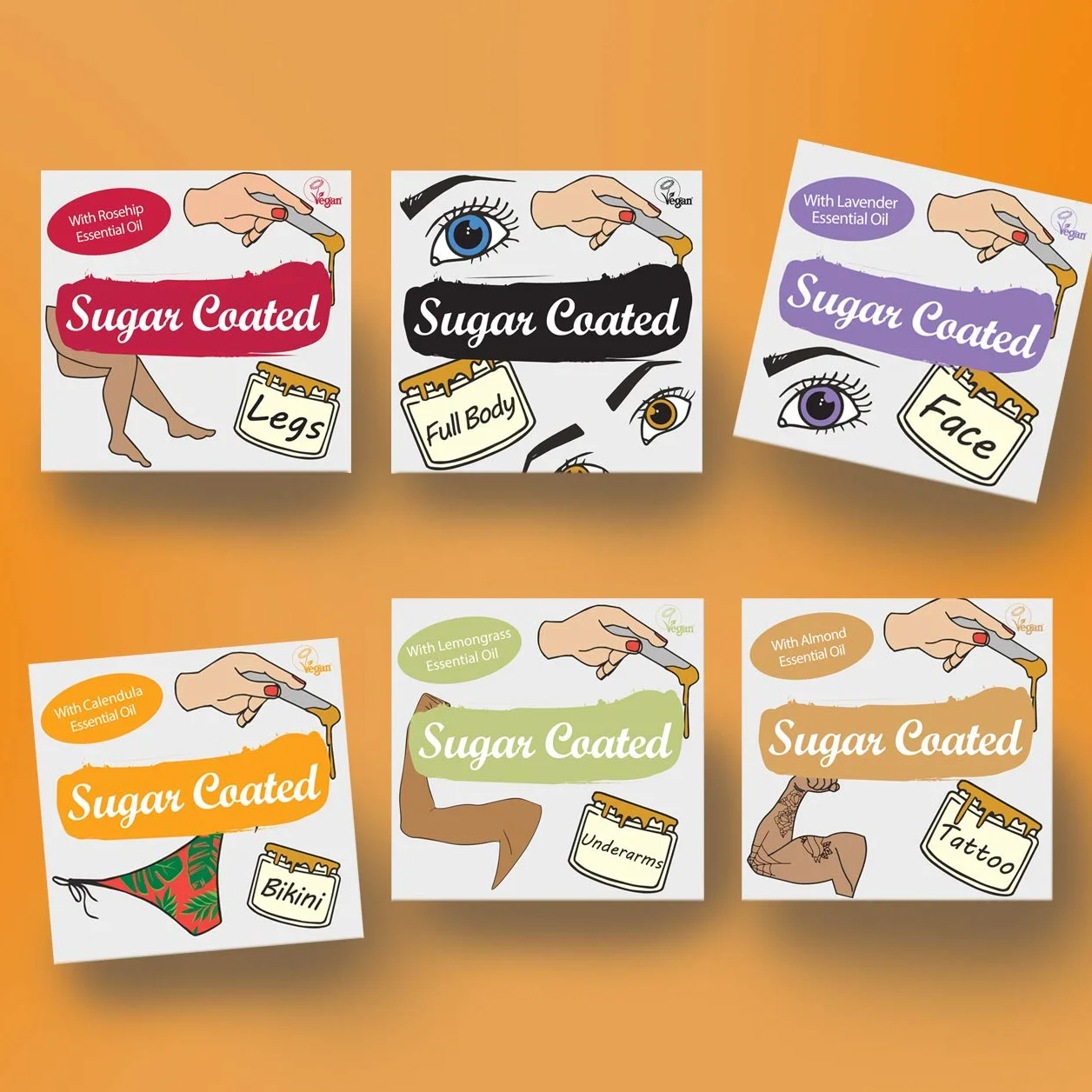 Sugar Coated Hair Removal Wax Kit for Bikini Line, Gentle Non-Damaging Waxing Kit with Calendula Oil 200g