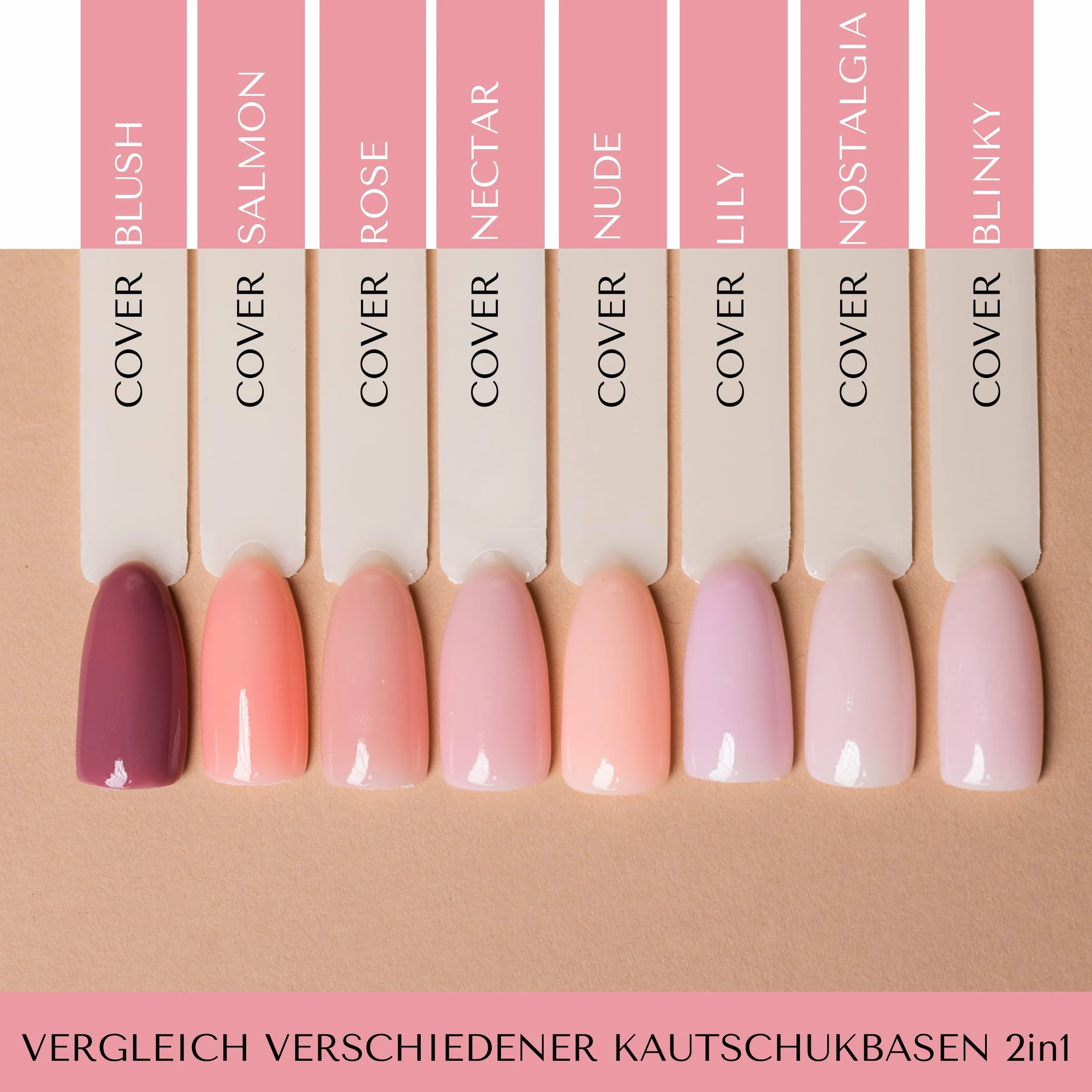 INLAQ 2 w 1 Rubber Base Gel UV HEMA Free Blush 6 ml – Żelowy Lakier do Paznokci, Twardy Żel Bazowy