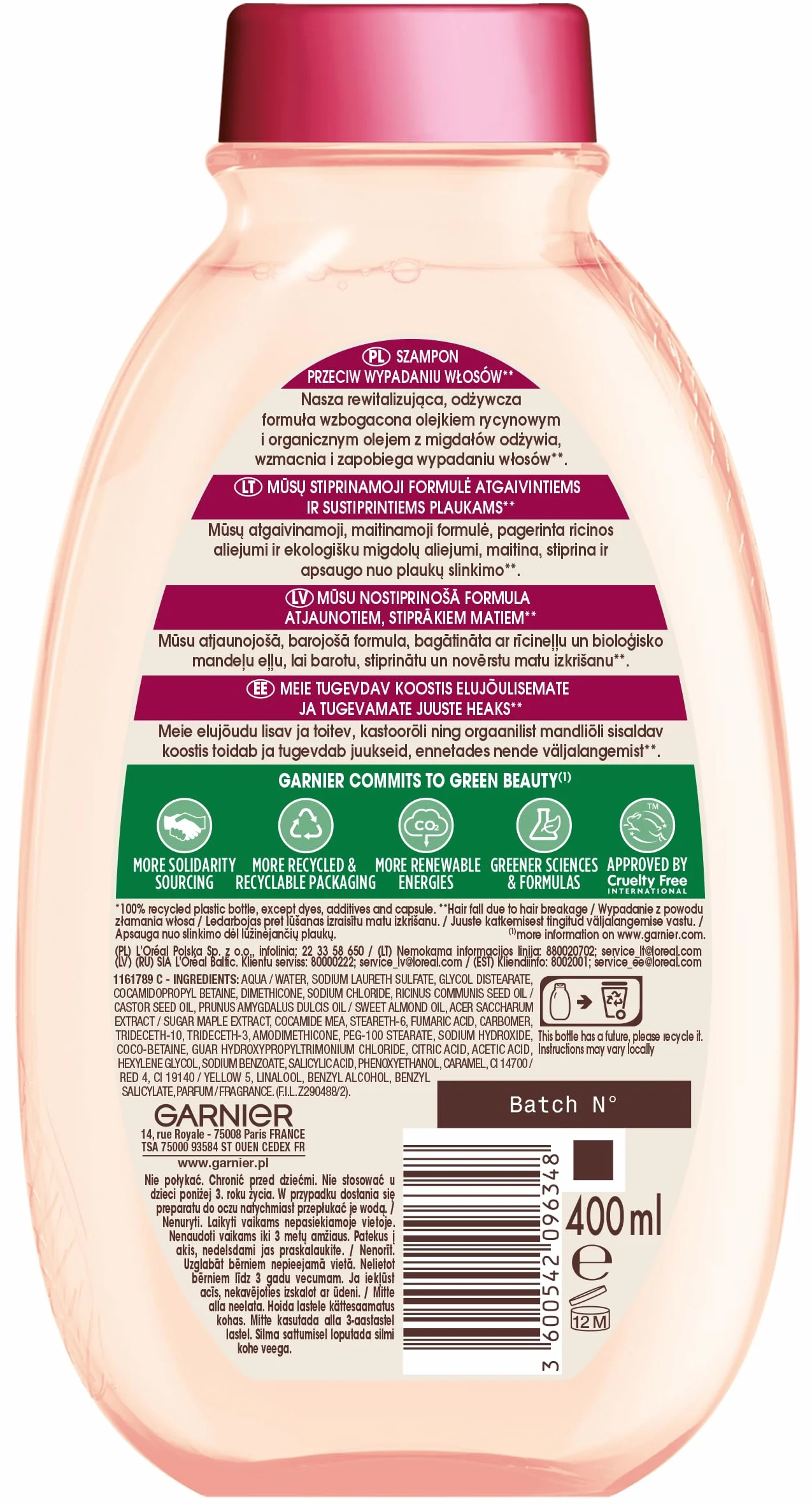 Garnier Botanic Therapy Olejek Rycynowy & Migdał Szampon do Włosów Osłabionych i Łamliwych 400 ml