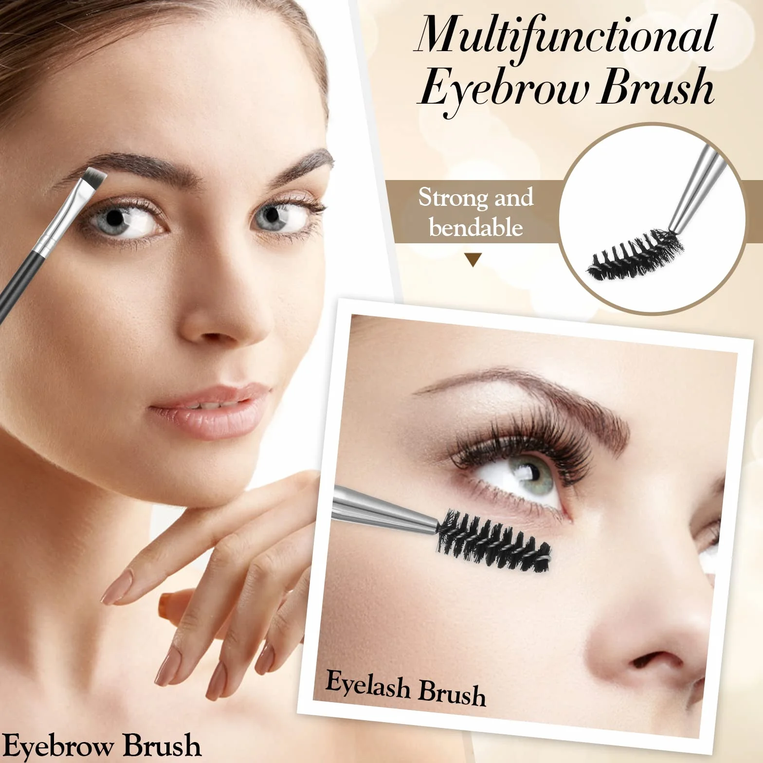 Lusofie Zestaw 3 pędzli kątowych do eyelinera syntetyczne włosie ultracienka płaska końcówka