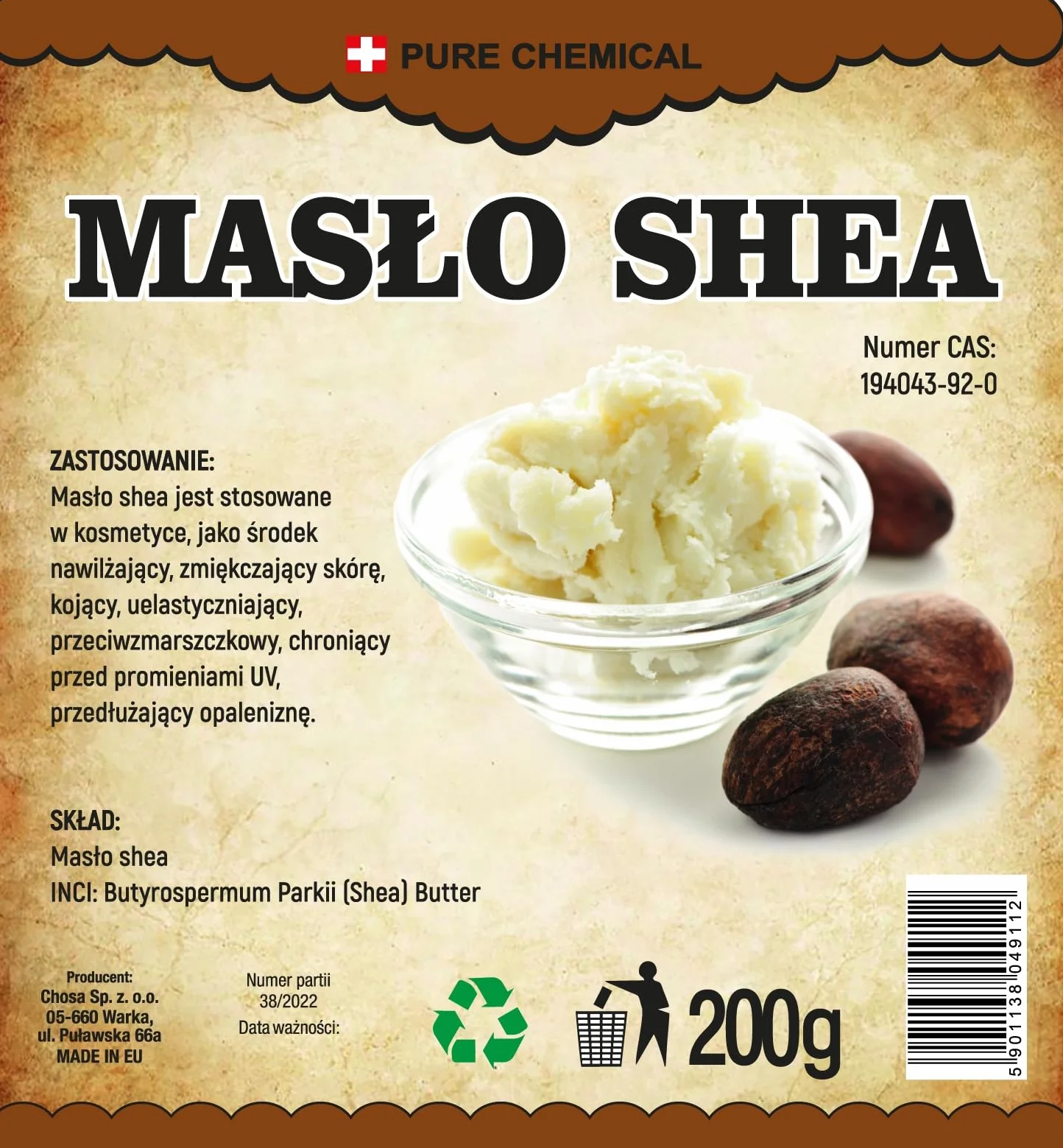 PURE CHEMICAL Masło Shea Nierafinowane 200G
