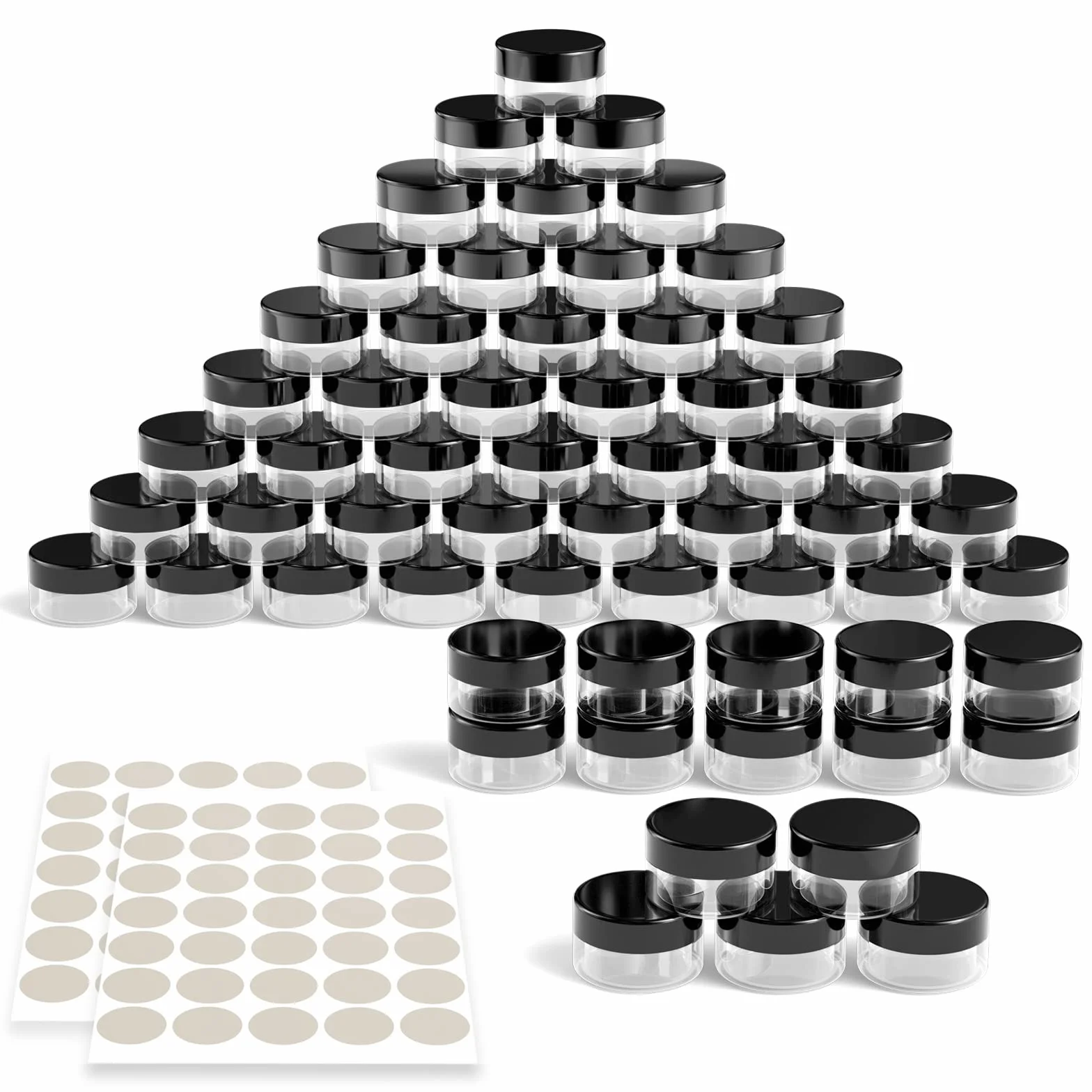 Pojemniki na kremy mini 10 g 10 ml Newaner 60 sztuk czarne