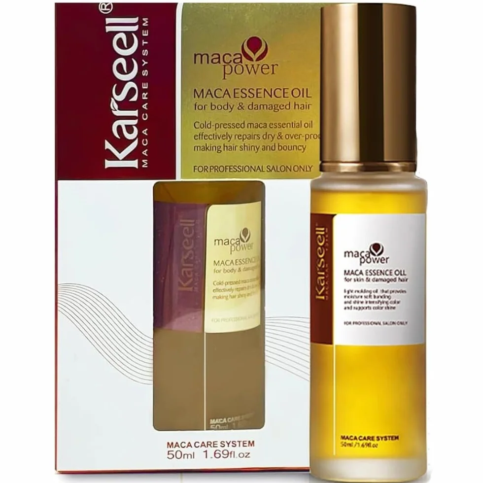 Karseell MACA CARE SYSTEM Serum Arganowe do Włosów i Skóry z Kolagenem Regeneracja Suchych Zniszczonych Włosów Antypuszenie Nawilżenie Blask Paznokcie Bez Spłukiwania Wszystkie Typy Włosów 50ml