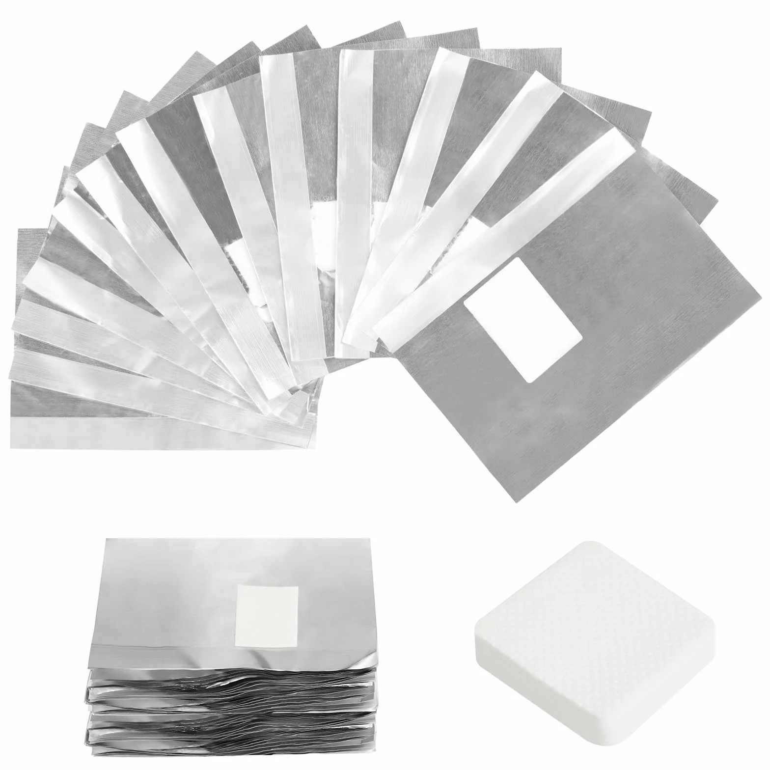 LOPHE Podkładki do usuwania lakieru do paznokci, 200 sztuk, folia aluminiowa, 100 sztuk