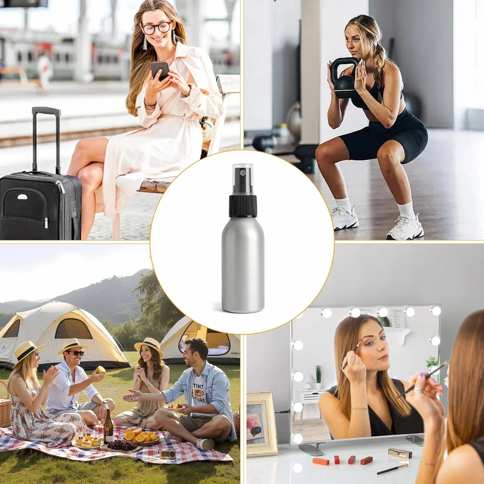 Butelka z rozpylaczem 100 ml aluminium do napełniania, przyjazna dla środowiska, do małych włosów, rozpylacz z drobną mgiełką, wielofunkcyjna butelka z rozpylaczem wody do gospodarstwa