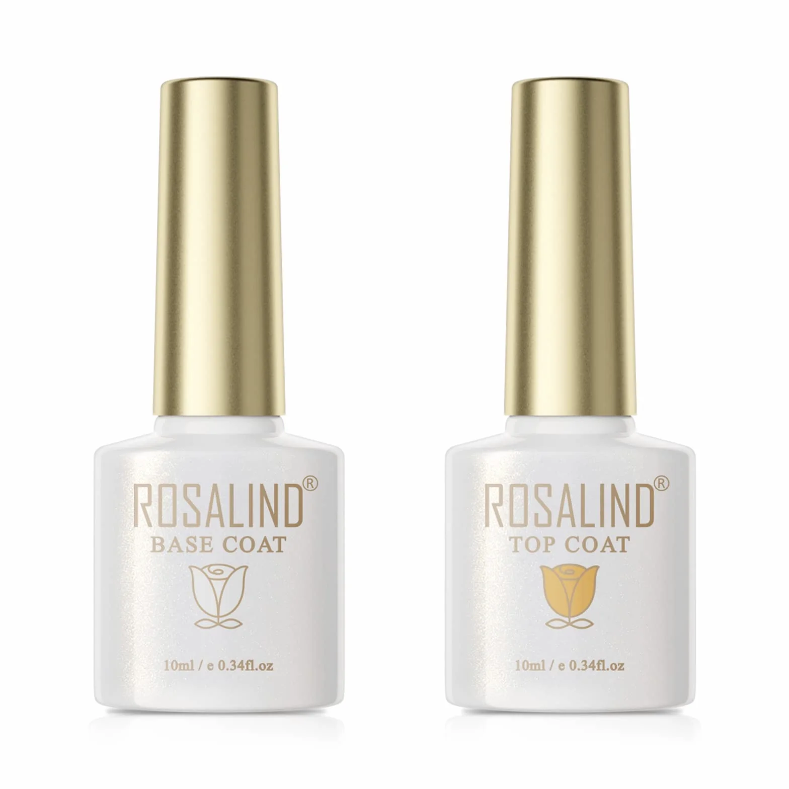 ROSALIND Base Coat i Top Coat lakier żelowy UV LED Soak Off Gel Polish Baza i Top Coat Zestaw do Manicure 2 szt. 10ml