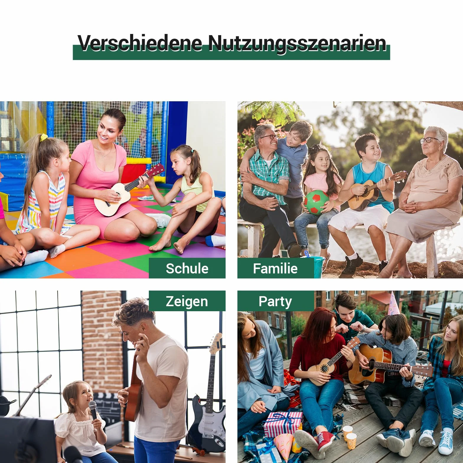 Ukulele Sopranowe dla Dzieci i Dorosłych - 21 Cali, Mahoniowe, Hawajskie - Ze Strunami, Paskiem, Kostkami, Gigbag - Mały Instrument Muzyczny