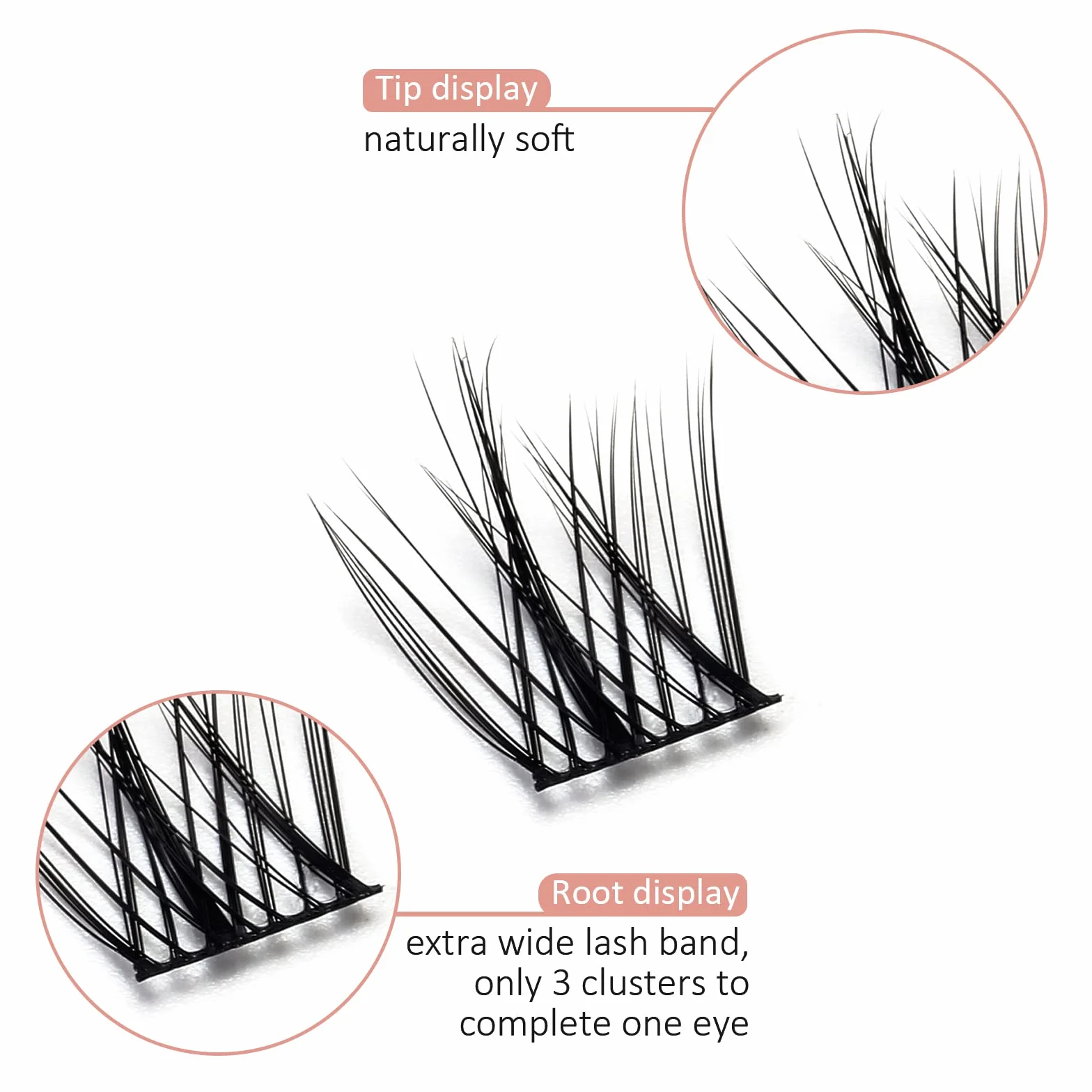 Mlen Diary Cluster Lashes mieszane 3 typy 56 szt. kamelii Lash Bottom Lashes z klejem
