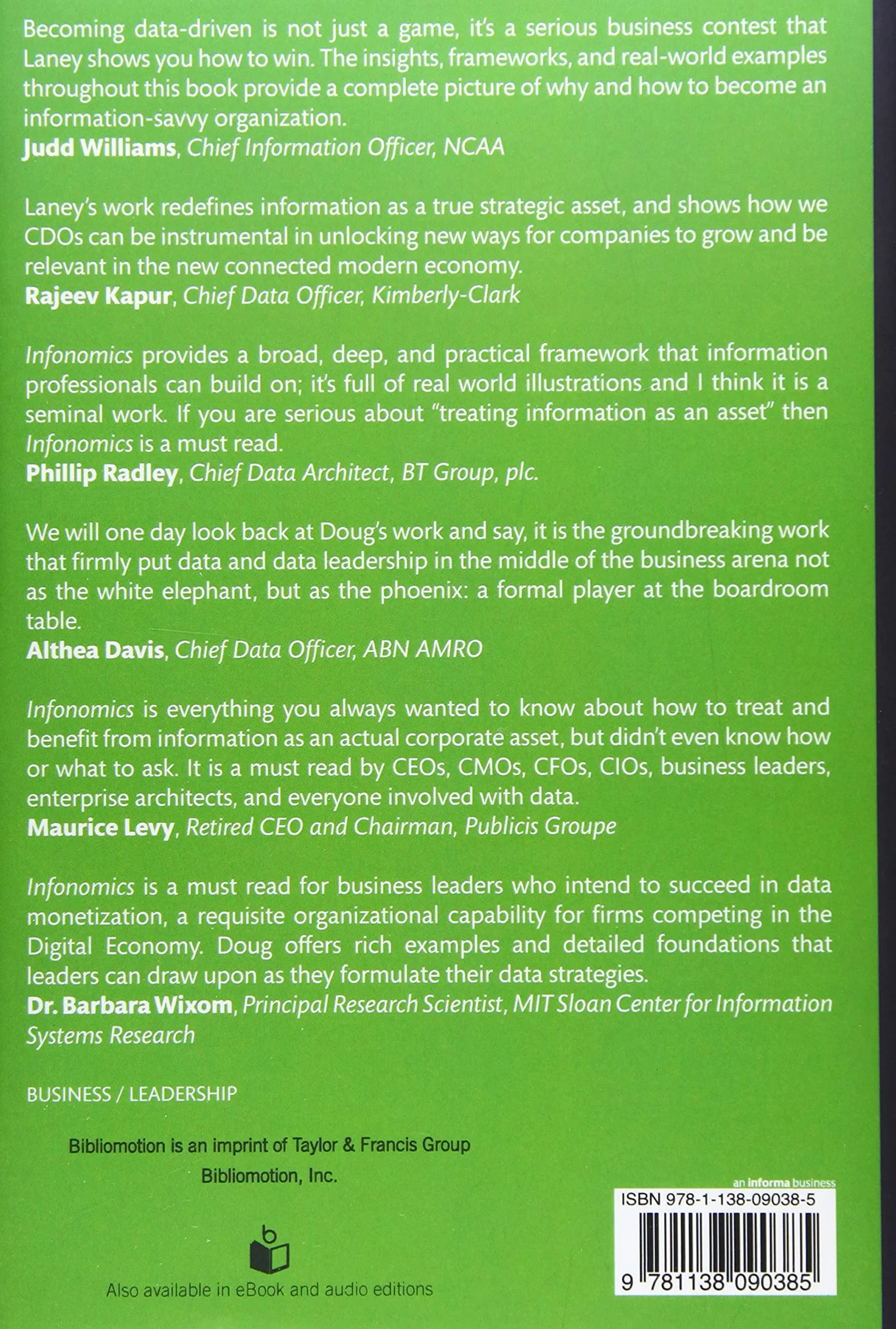 Infonomics: How to Monetize, Manage, and Measure Information as an Asset for Competitive Advantage