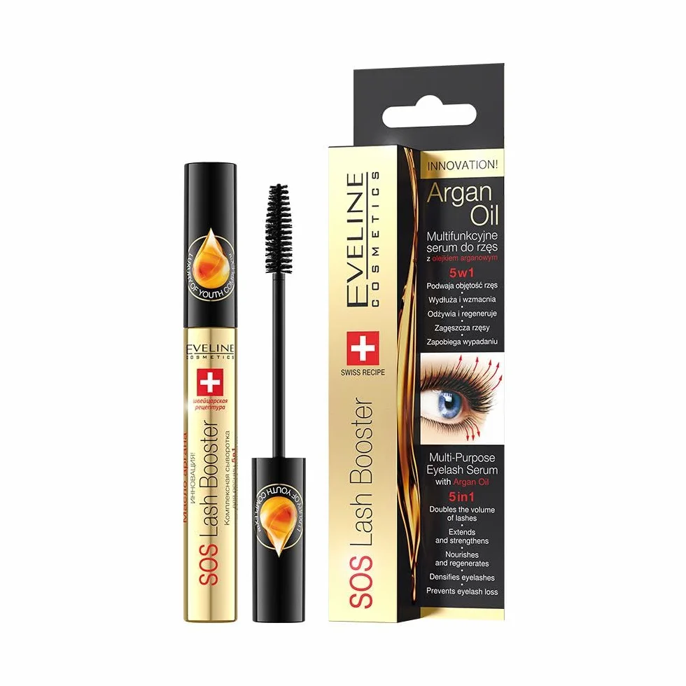 Eveline Cosmetics SOS Lash Booster Multifunkcyjne serum do rzęs z olejkiem arganowym 5w1, 10 ml