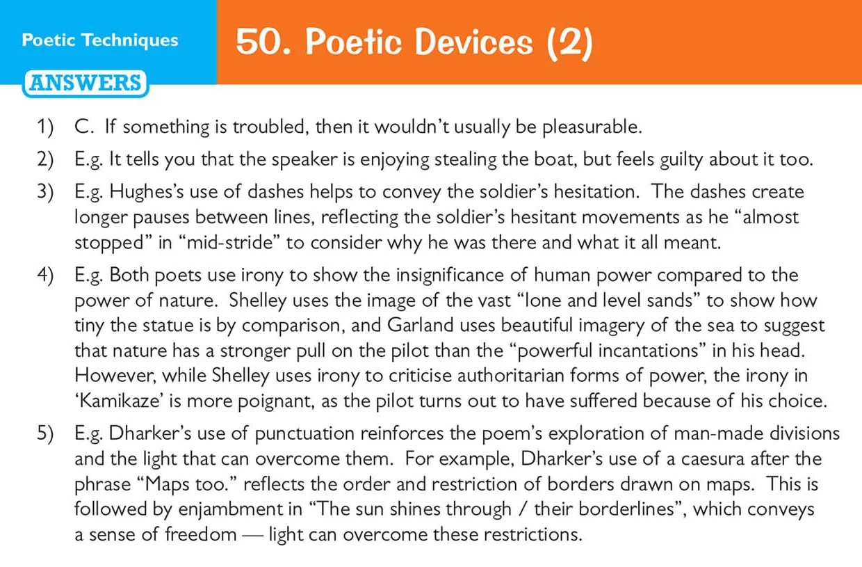 GCSE English: AQA Power & Conflict Poetry Anthology - Revision Question Cards