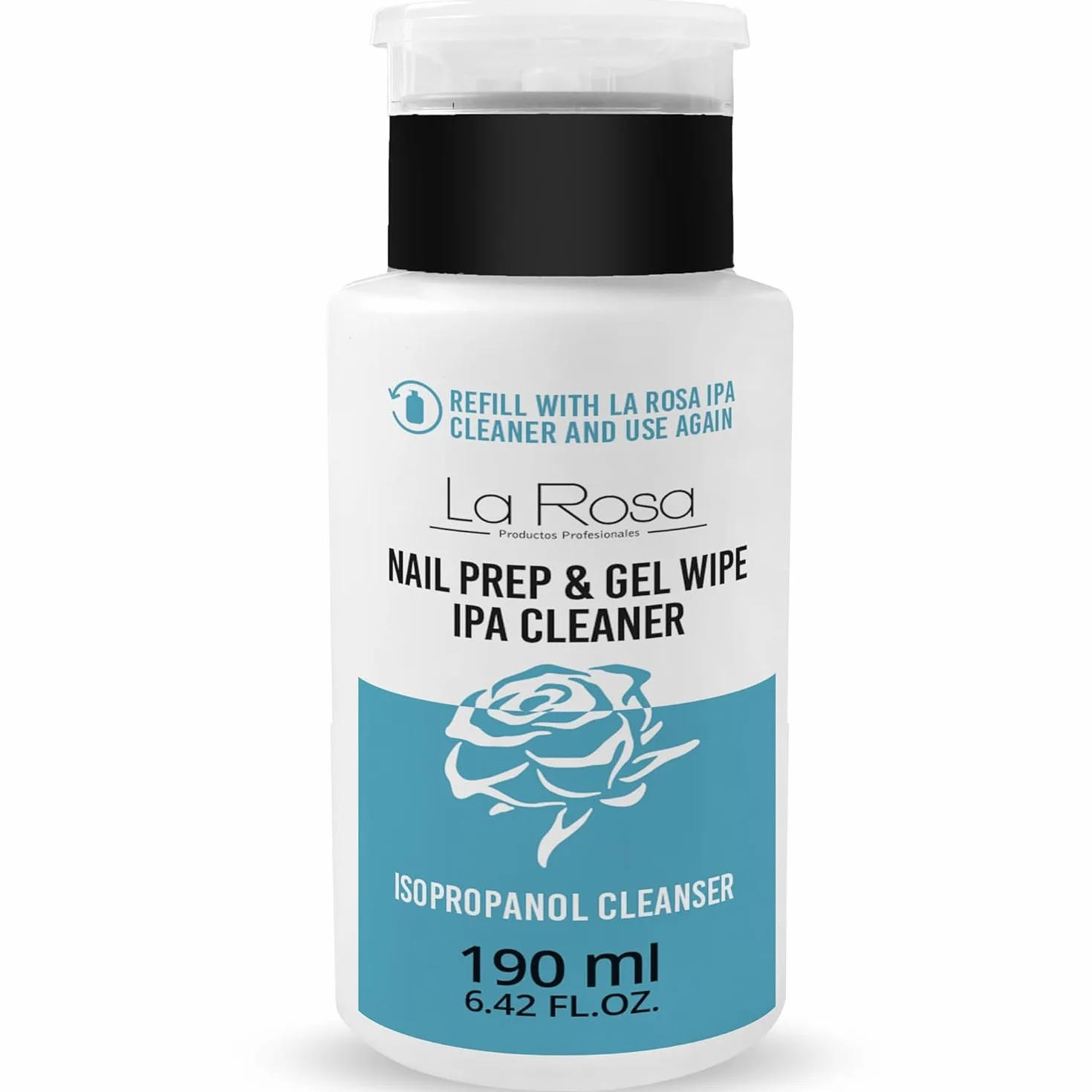 LaRosa IPA Cleaner do Paznokci 190 ml - Izopropanol IPA Odtłuszczacz do Paznokci - Wygodna butelka z pompką - NAIL PREP & GEL WIPE - Cleaner do Paznokci Żelowych