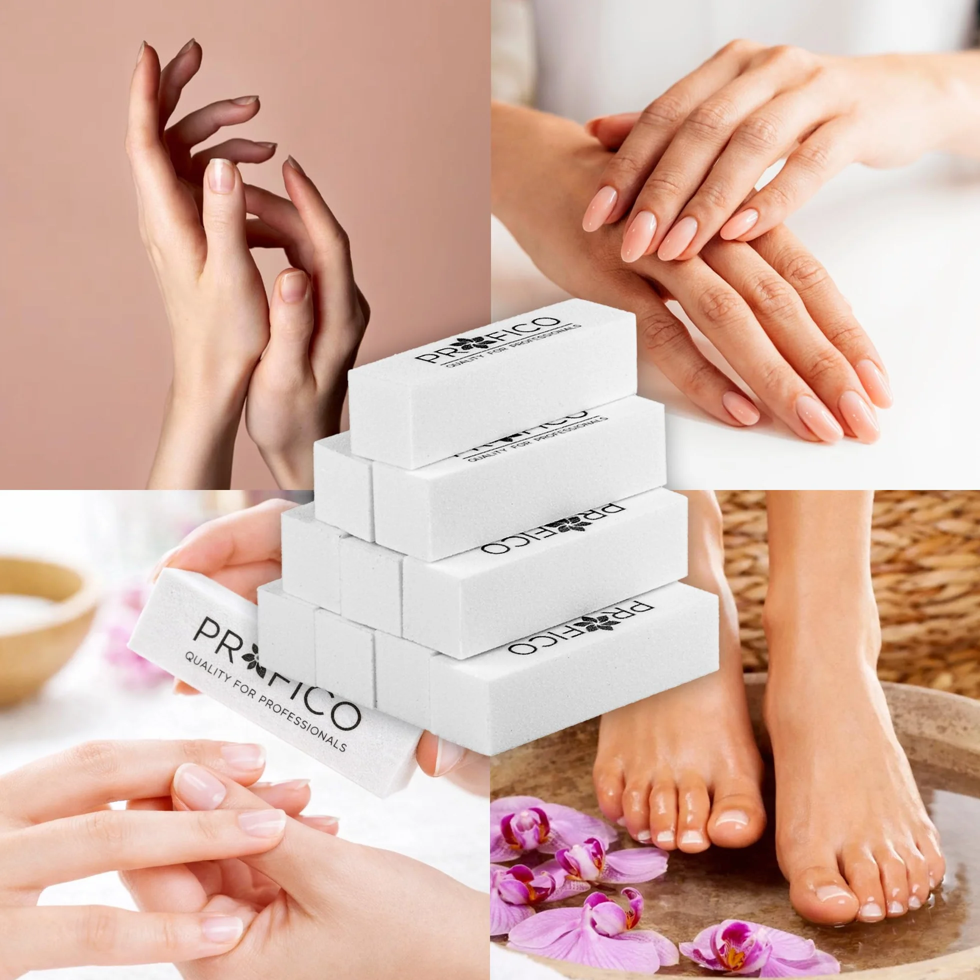 Blok do polerowania paznokci bufor 240/240 biały - 10 sztuk - 4-stronny blok pilnik do paznokci - pilnik do paznokci do manicure, pedicure i modelowania paznokci, biały bufor bloki