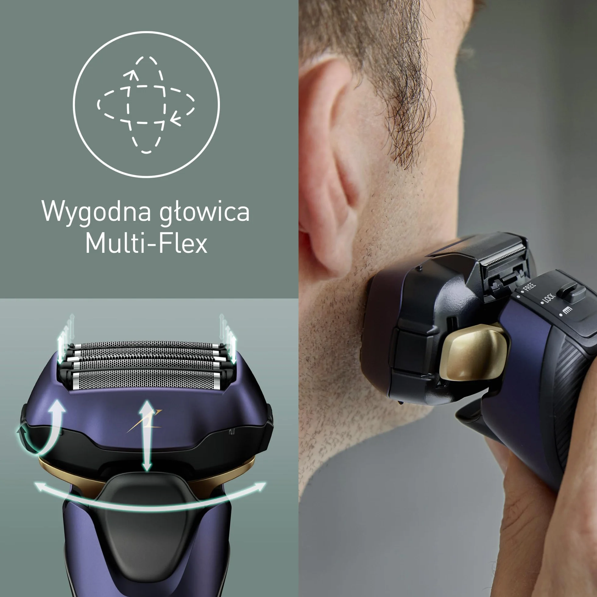 Panasonic Series 800 ES-LV67 golarka na mokro/sucho, 5-krotna głowica tnąca z silnikiem liniowym, w zestawie trymer do długich włosów, granatowy