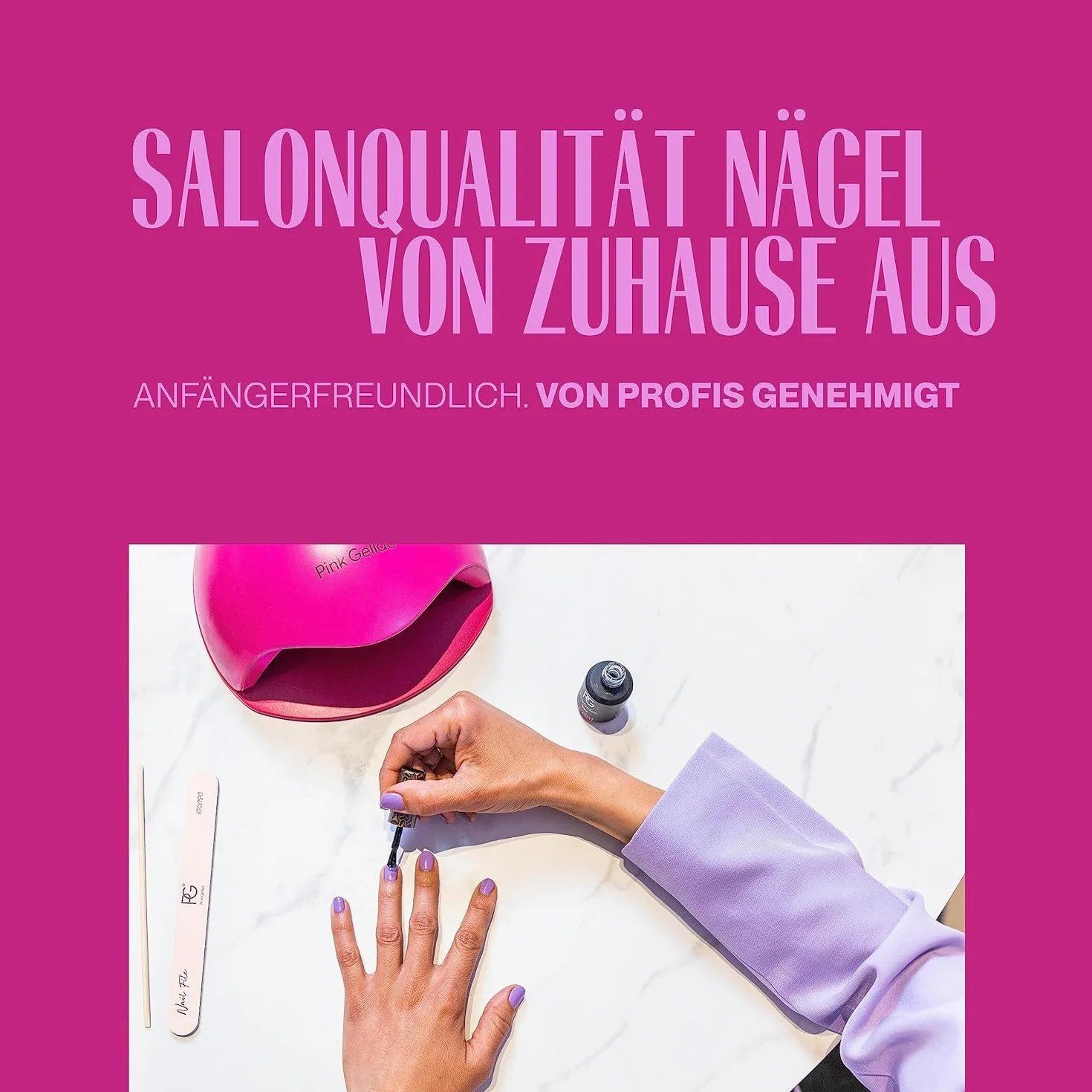 Pink Gellac Shellac Base und Top Coat Set 2 x 15 ml - Zestaw Lakierów do Paznokci UV