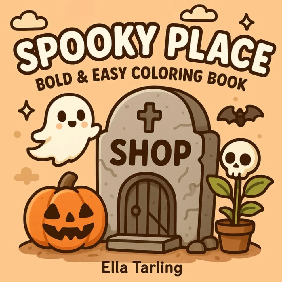 Spooky Place - A Bold & Easy Halloween Coloring Book for Kids and Adults