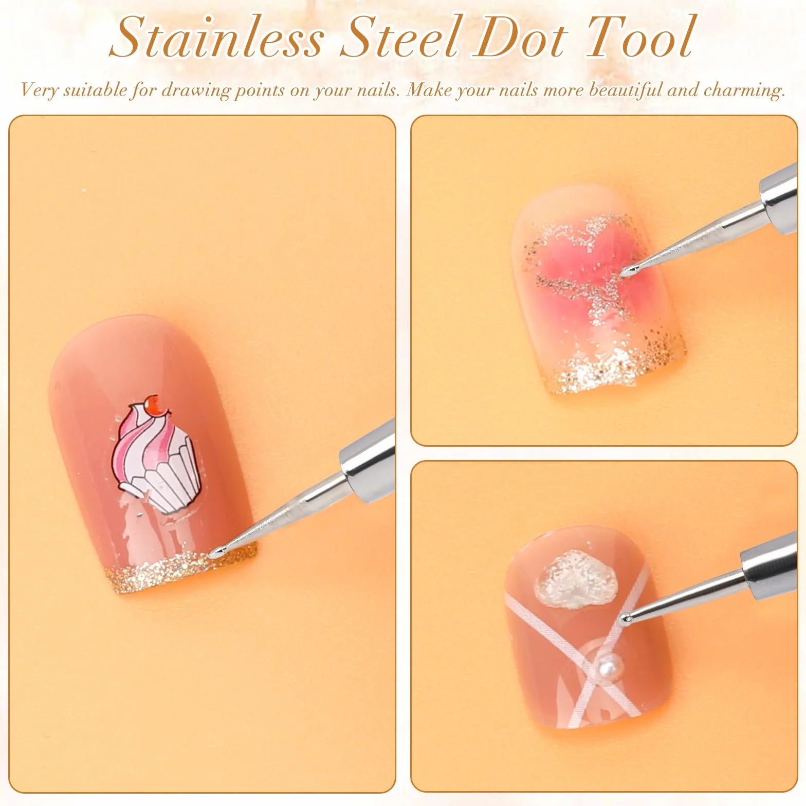 Zestaw 5 silikonowych pędzli do zdobienia paznokci Nail Art Dotting Tools podwójna główka