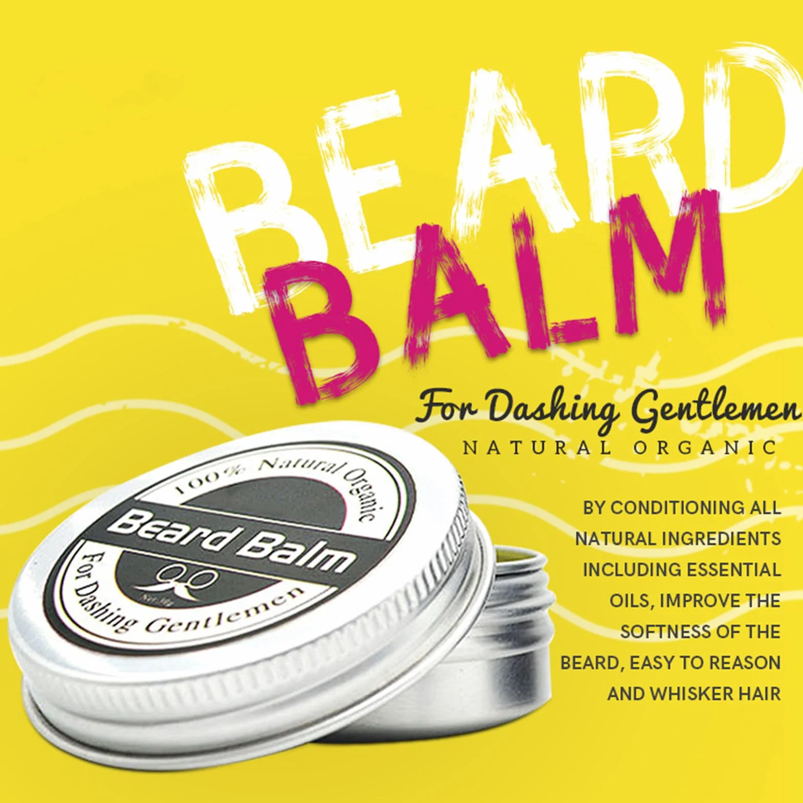 30g Naturalny balsam do brody, balsam do brody dla mężczyzn, nawilżający balsam do brody, pielęgnujący balsam do brody i wosk do brody, 100% naturalny balsam do brody do pielęgnacji brody