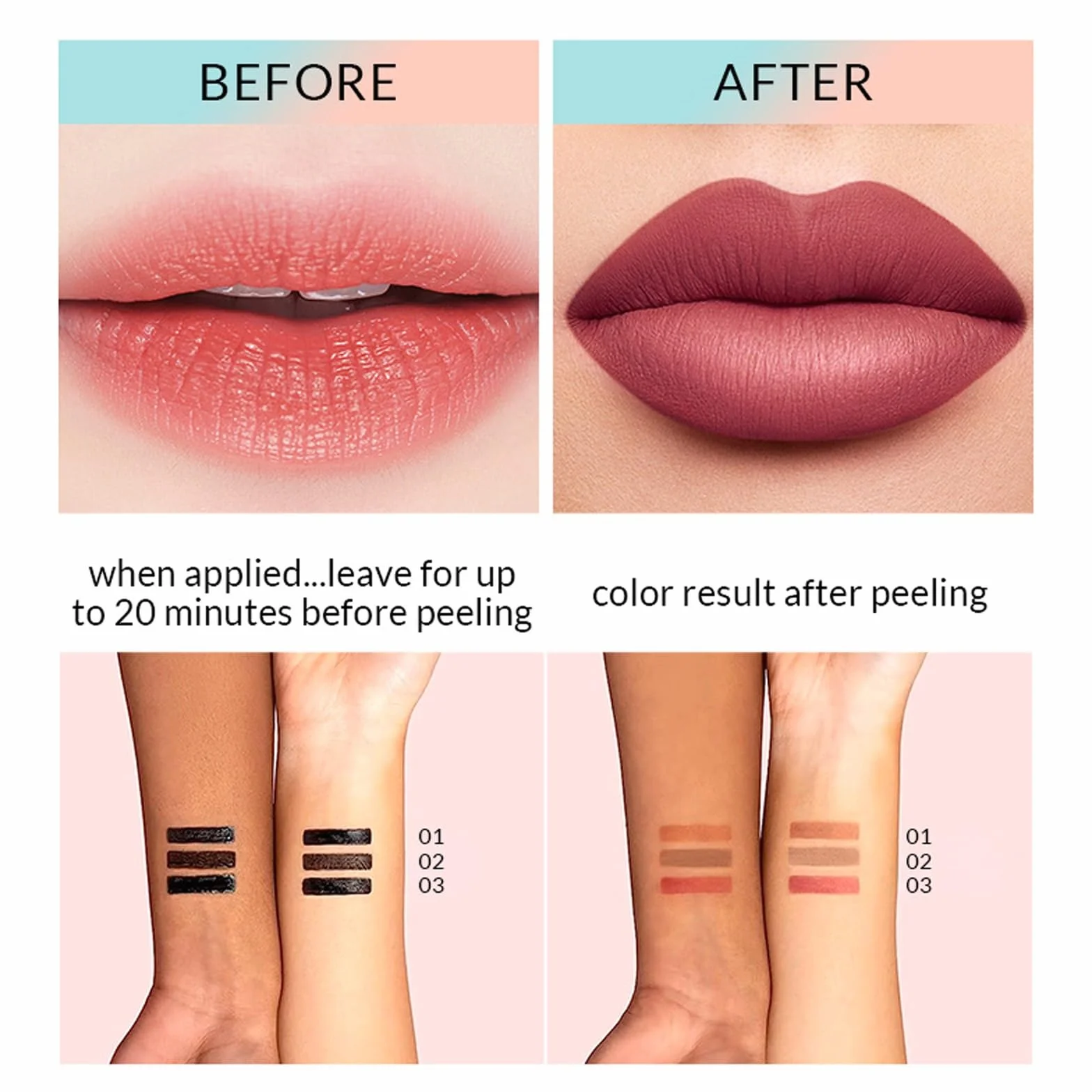 Zinari Peel off Lip Stain Długotrwały Matowy Wodoodporny Nude Lip Tint (03)