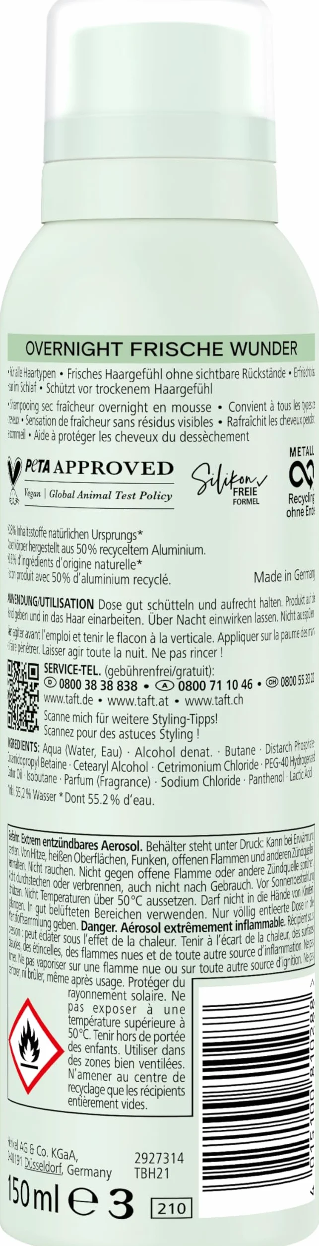 Schwarzkopf TAFT suchy szampon z pianki Overnight Fresh Wunder 2 x 150 ml