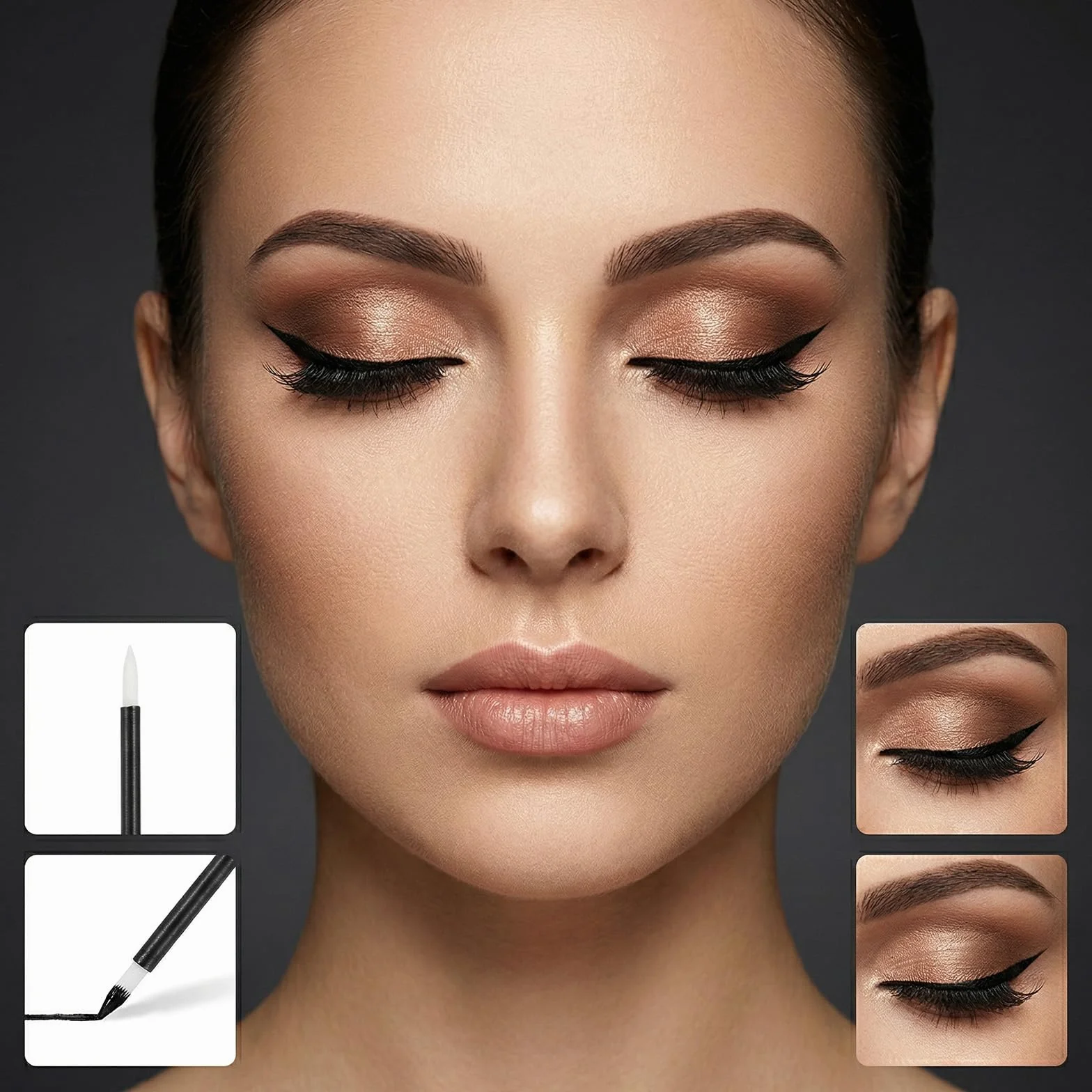 100 szt. pędzli do eyelinera, zestaw pędzli do eyelinera, jednorazowe aplikatory do precyzyjnego makijażu oczu, aplikatorów cieni do powiek, czarne nylonowe pędzle do eyelinera