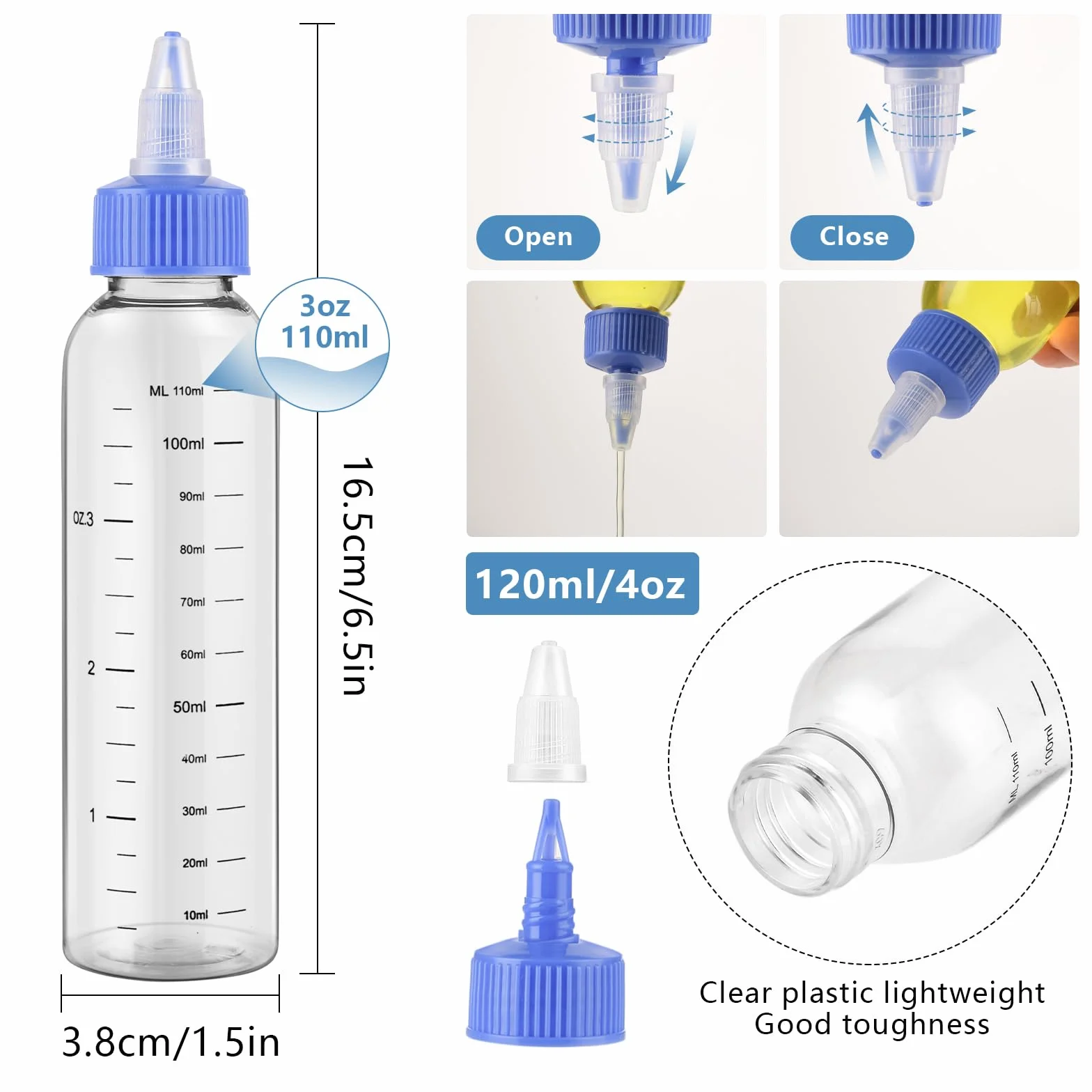 Aster 4-pak pustych butelek PET z aplikatorem 113 ml do włosów