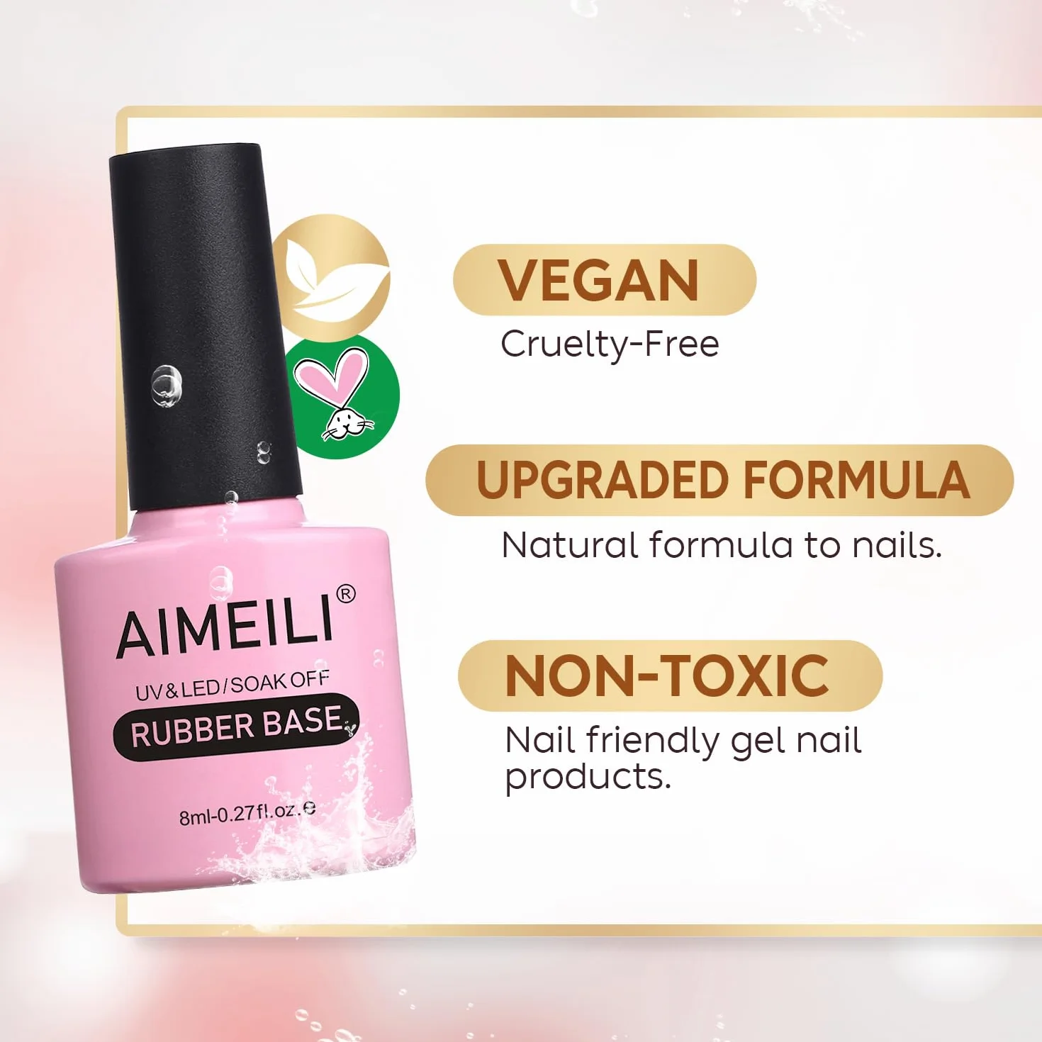 AIMEILI Rubber Base 8 ml żel samowygładzający pod paznokcie Strengthener Rhinestone Glue 5 IN 1