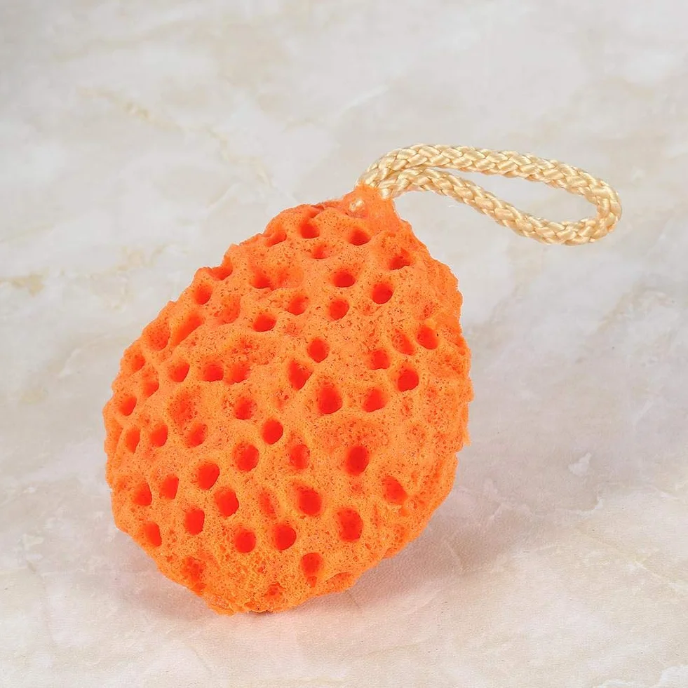 Asixx gąbka pod prysznic, 3 kolory gąbki do kąpieli Beauty Soft z hydrofilowego poliuretanu, łatwa do mycia i suszenia. Dzięki odporności na wysoką temperaturę (pomarańczowa)