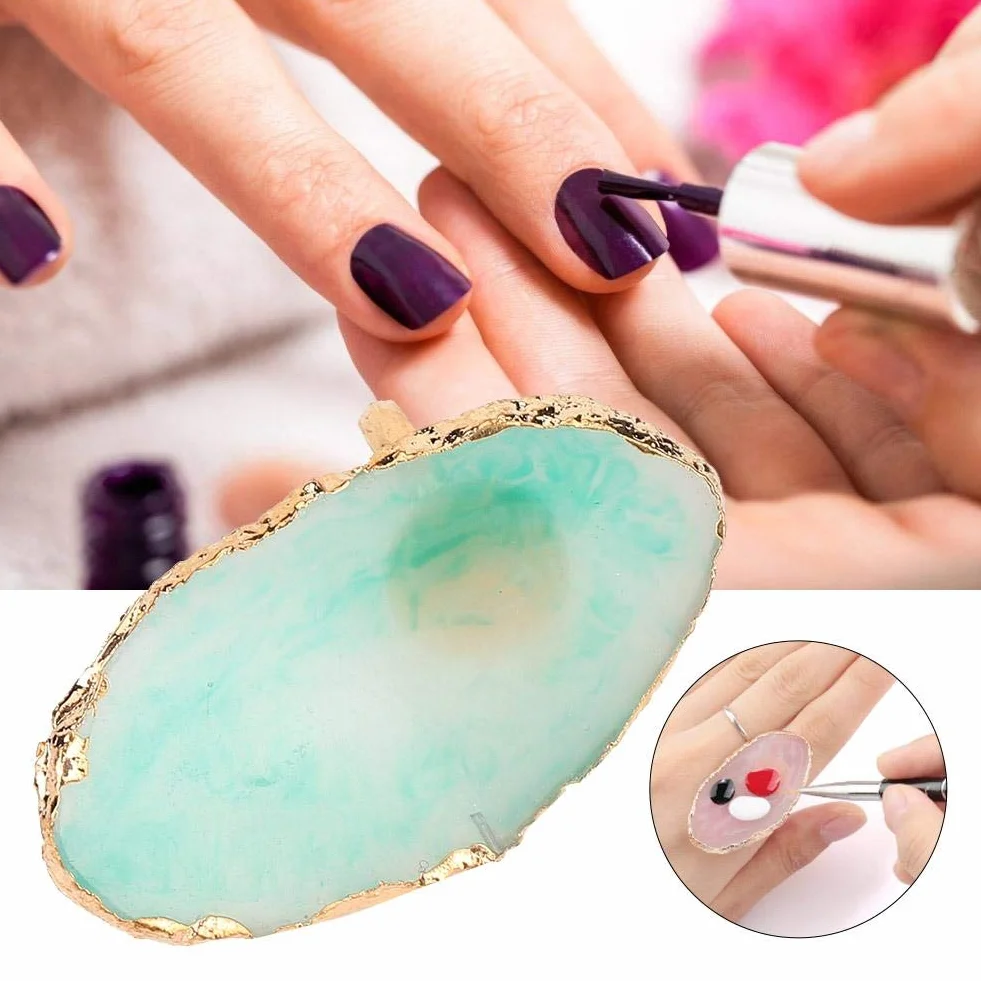 Paleta do paznokci Nail Art Resin Stone Mini Color Mixing Plate Tips Holder Narzędzie do manicure (ZIELONY)