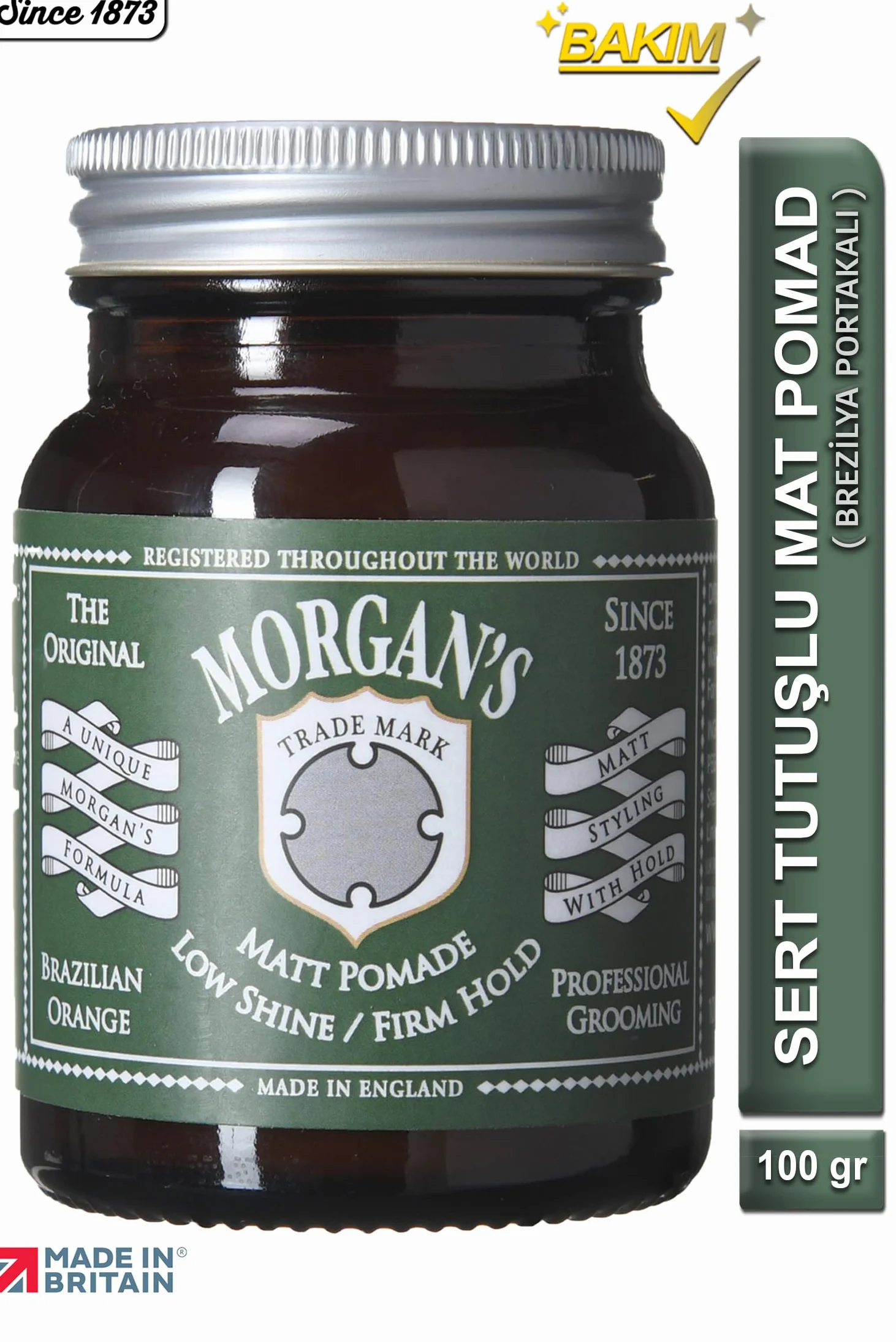 Morgan's Pomade Pomada do stylizacji włosów matowa dla mężczyzn, Niski połysk i mocne utrwalenie, Idealna do pompadourów, quiffów i side fade, Zapach brazylijskiej pomarańczy 100g