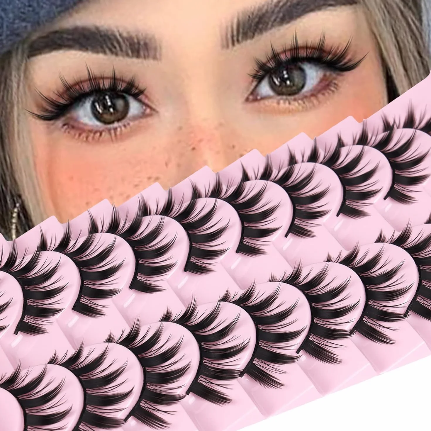 Lashes Manga Eyelashes Cat Eye Lashes Spiky Eyelash Strips Natural Look 10 par, koreańskie, japońskie, azjatyckie, cosplay, sztuczne rzęsy, wygląd jak indywidualny zestaw (M01)