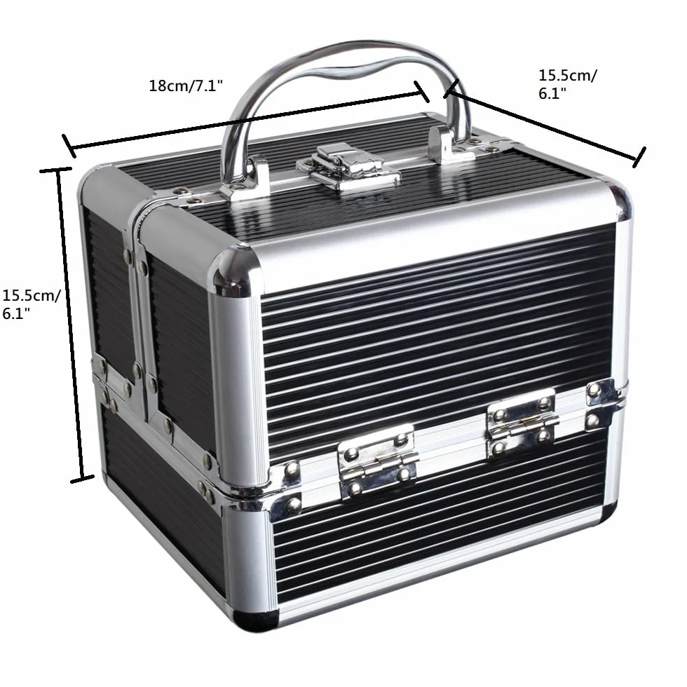iGadgitz Twarde Etui Vanity Beauty Case Pudełko do przechowywania makijażu 4 rozkładane tace czarny