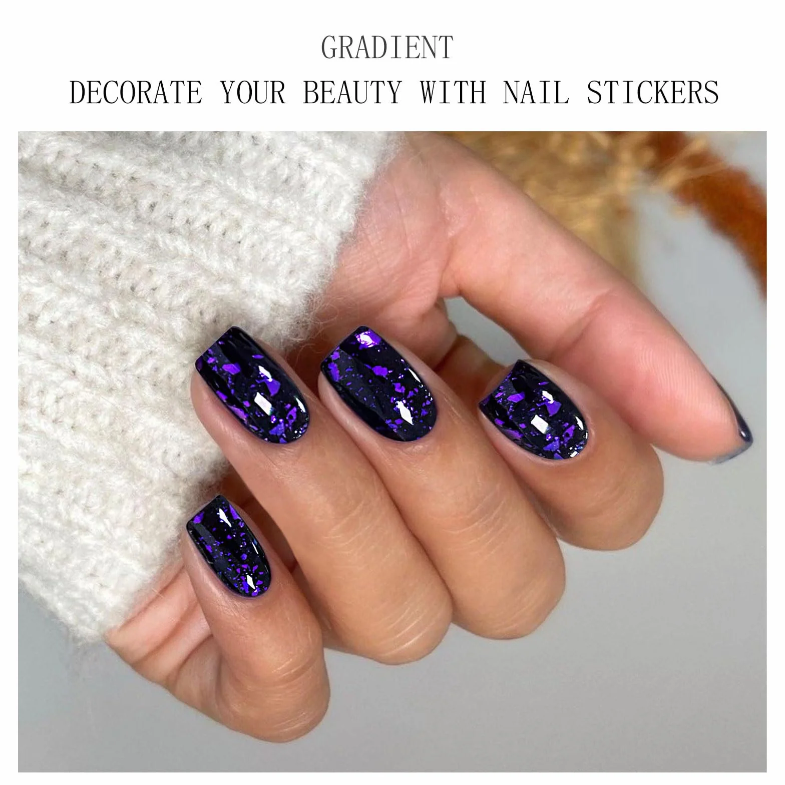 JMEOWIO Naklejki do paznokci Żel Ciemny fioletowy Naklejki do paznokci Żel Nail Art Stickers Decor