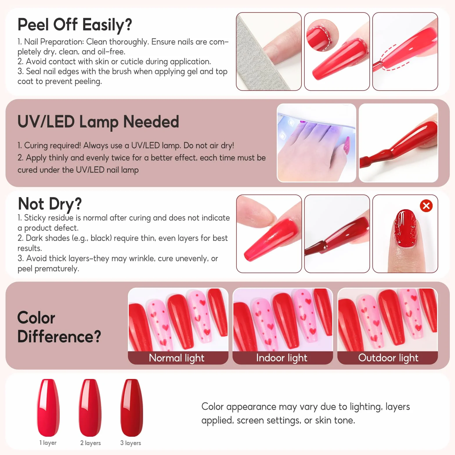 PEACECOLOR Lakier do paznokci UV żelowy 10 ml Ciemnobrązowy Ciemnoczerwony Soak Off LED DIY Manicure