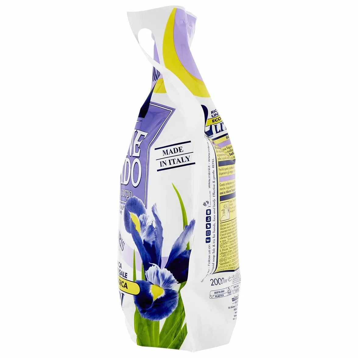 Milmil Mydło Płynne, Zapach Talk & Iris, Uniwersalne Ładowanie MaxiOszczędności, Dermatologicznie Testowane - 2000 ML