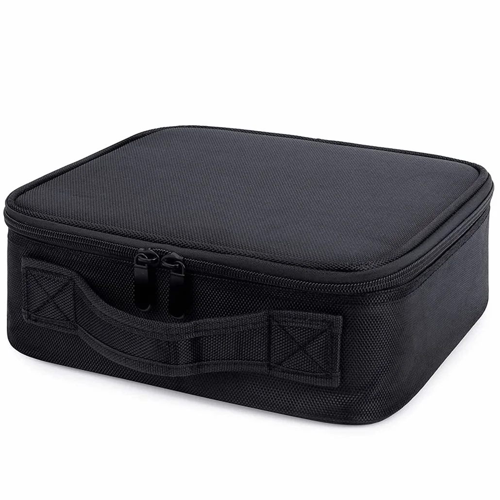 Podróżna kosmetyczka profesjonalna kosmetyczka, etui na przybory fryzjerskie, organizer z regulowaną przegródką, tkanina Oxford, czarna, Czarny, 26x23x9cm