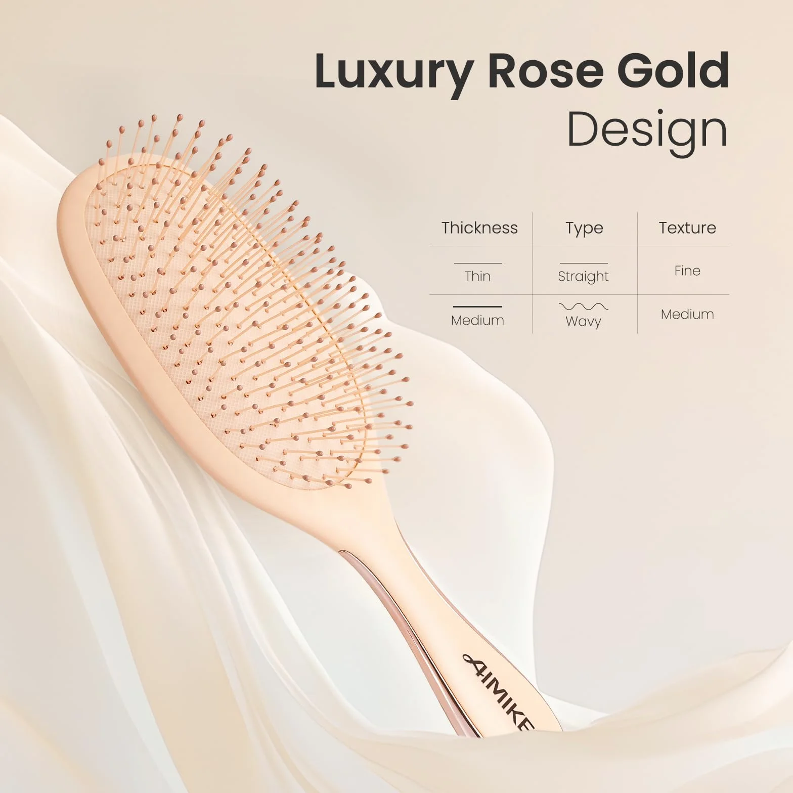 Szczotka do rozczesywania włosów AIMIKE Rose Luxe, bezbolesna szczotka do rozczesywania włosów z ultra miękkim włosiem FlexGlide, szczotka do włosów mokrych i suchych dla kobiet, dziewcząt i dzieci