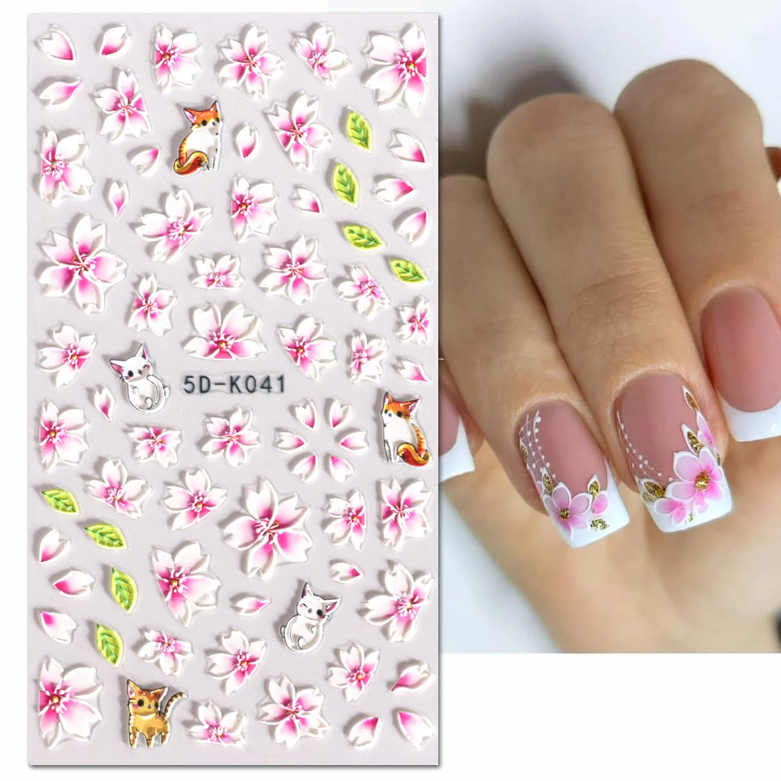 3D Kwiat Nail Art Naklejka Samoprzylepna 4 Arkusze