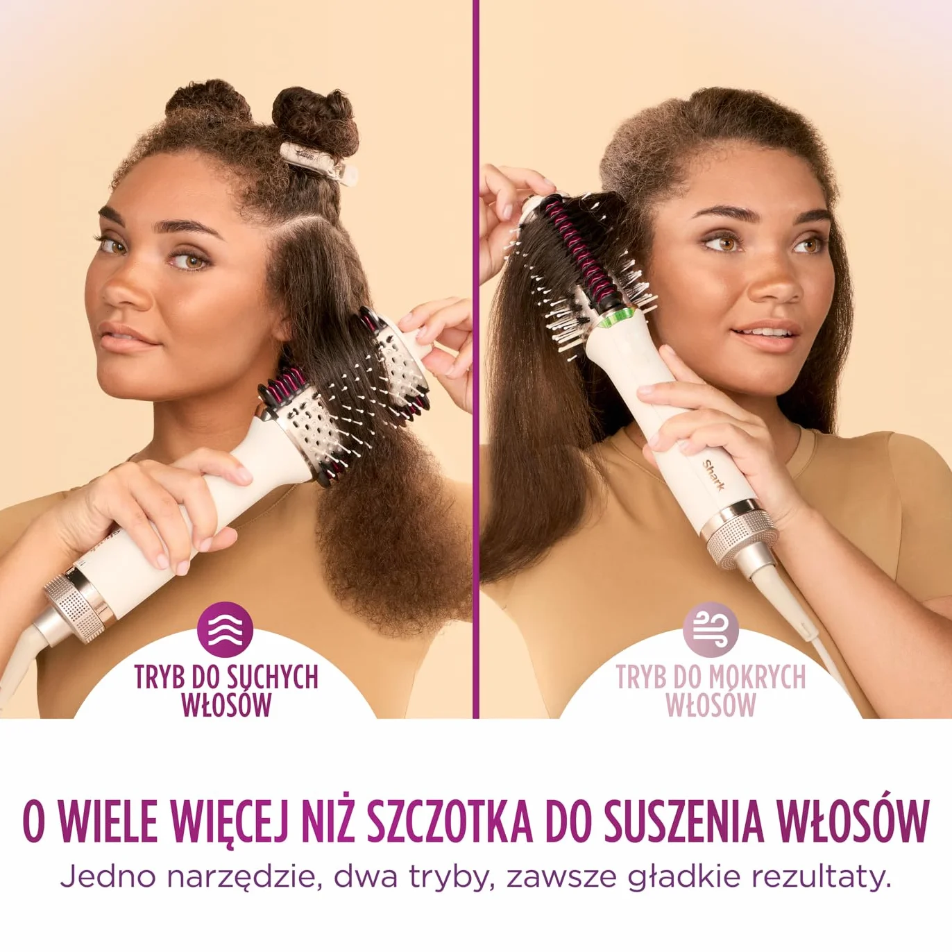 Shark SmoothStyle Podgrzewana szczotka i grzebień, tryb mokry i suchy, wygładzająca szczotka z 3 temperaturami, miękkie i pełne objętości wykończenie dla każdego rodzaju włosów, jedwab HT202EU