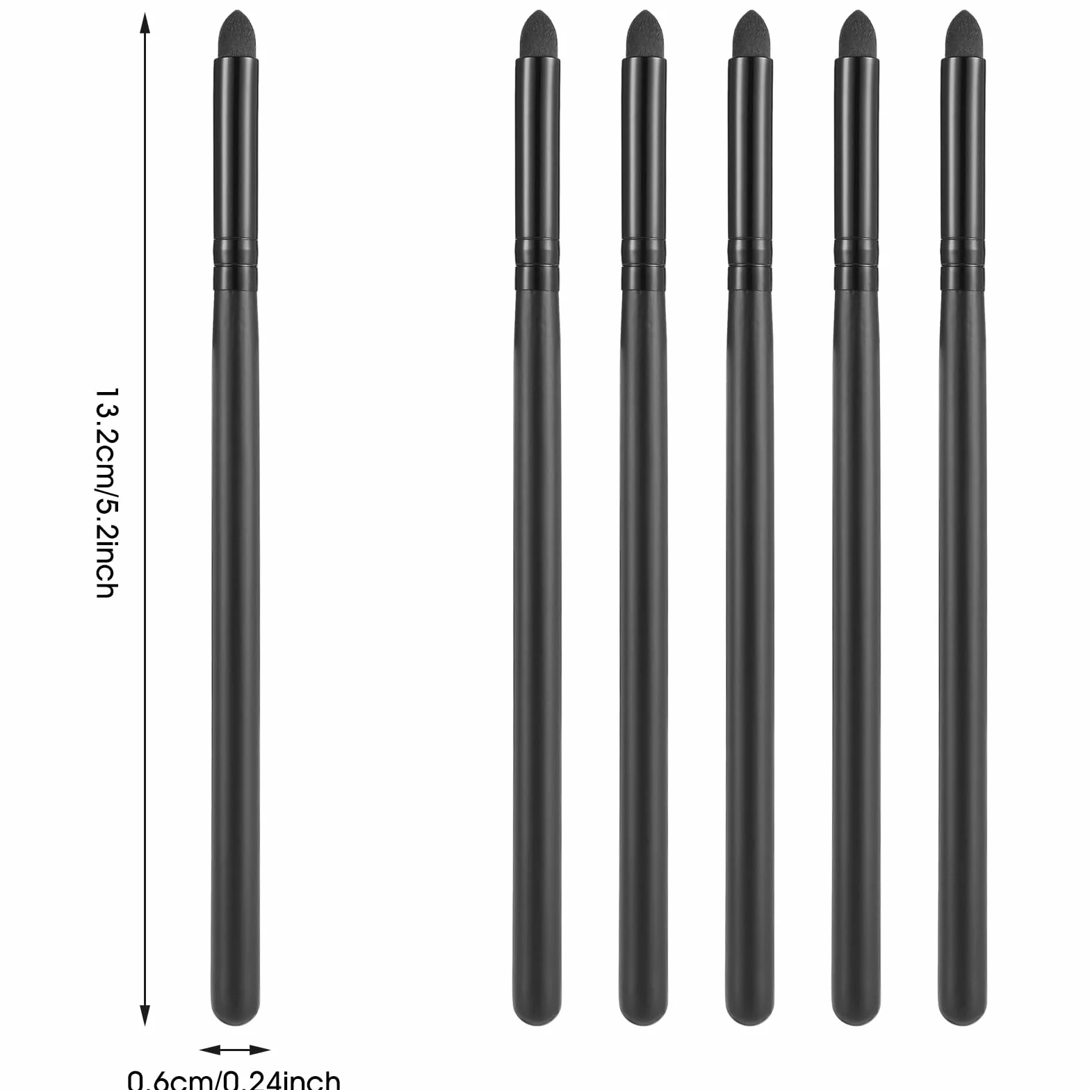 COMNICO Pędzel do oczu, 6 sztuk, gąbka, pędzelek do oczu, aplikatory eyelinera, pędzelek do wycierania, pędzelek do cieni do powiek, małe płaskie włosie do rozjaśniania eyelinera, smokey eyes gąbka