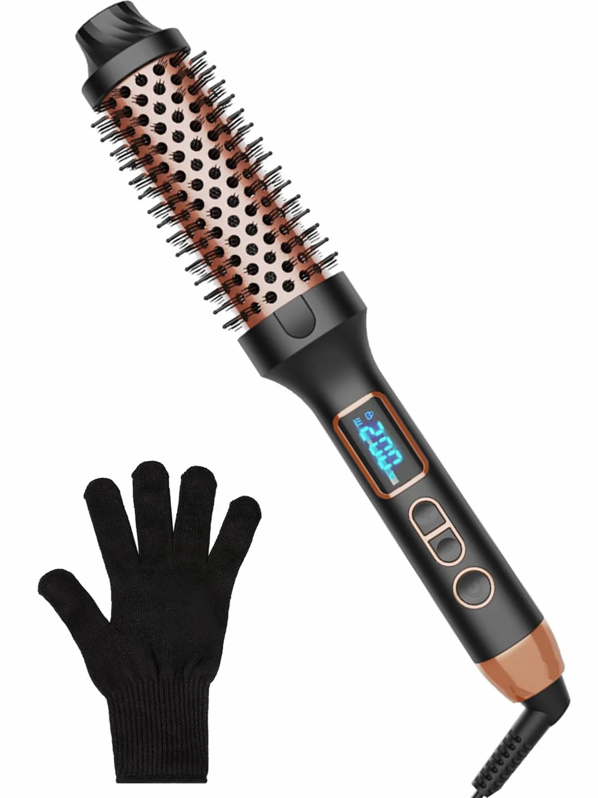Thermal Brush – szczotka termiczna 38 mm do stylizacji salonu w 8 min | Lonicka szczotka do loków z wyświetlaczem LED do wszystkich rodzajów włosów do grzebienia, kręconych, gładkich, redukujących